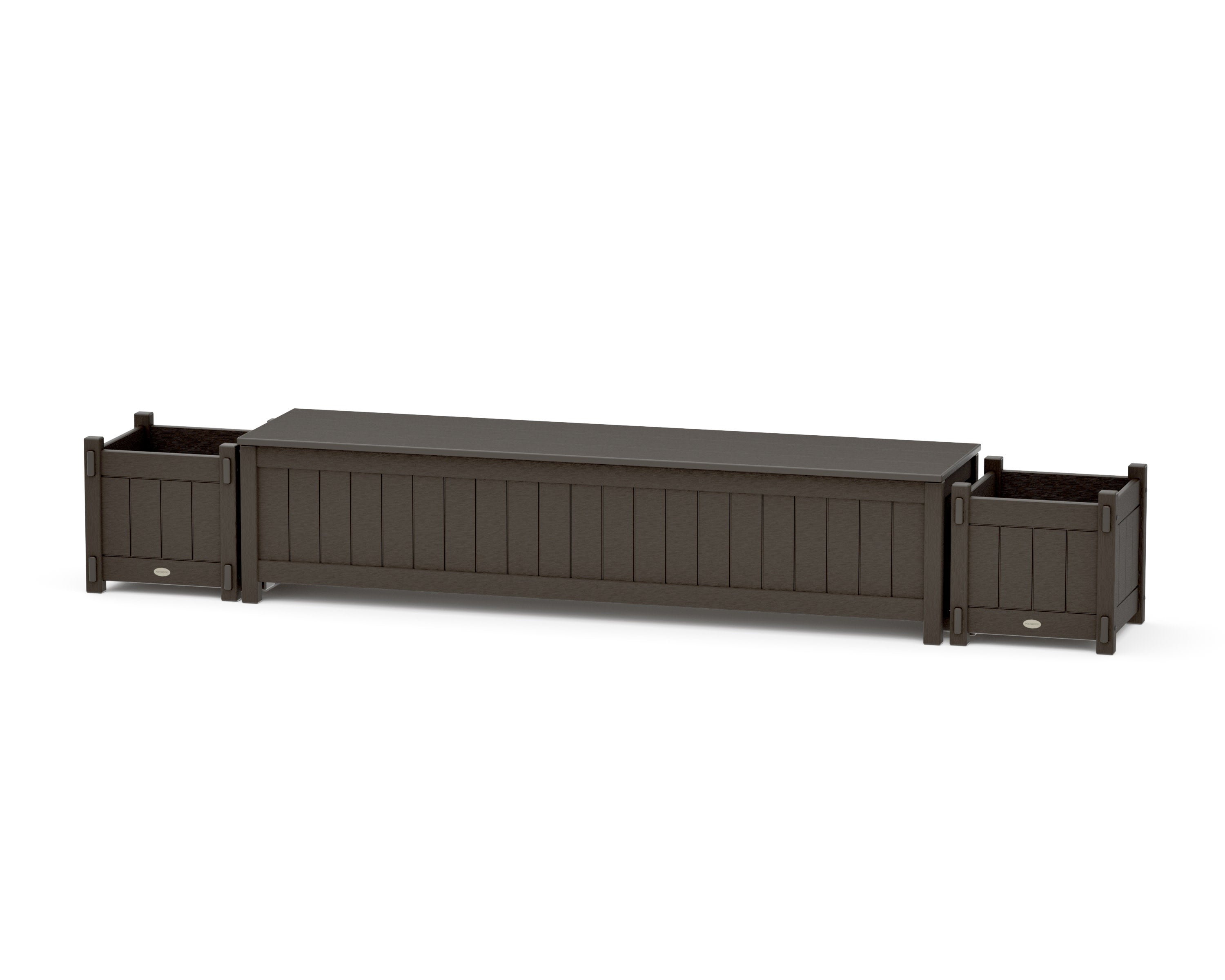 72" Vineyard Straight Planter Storage Bench Set in Vintage Coffee