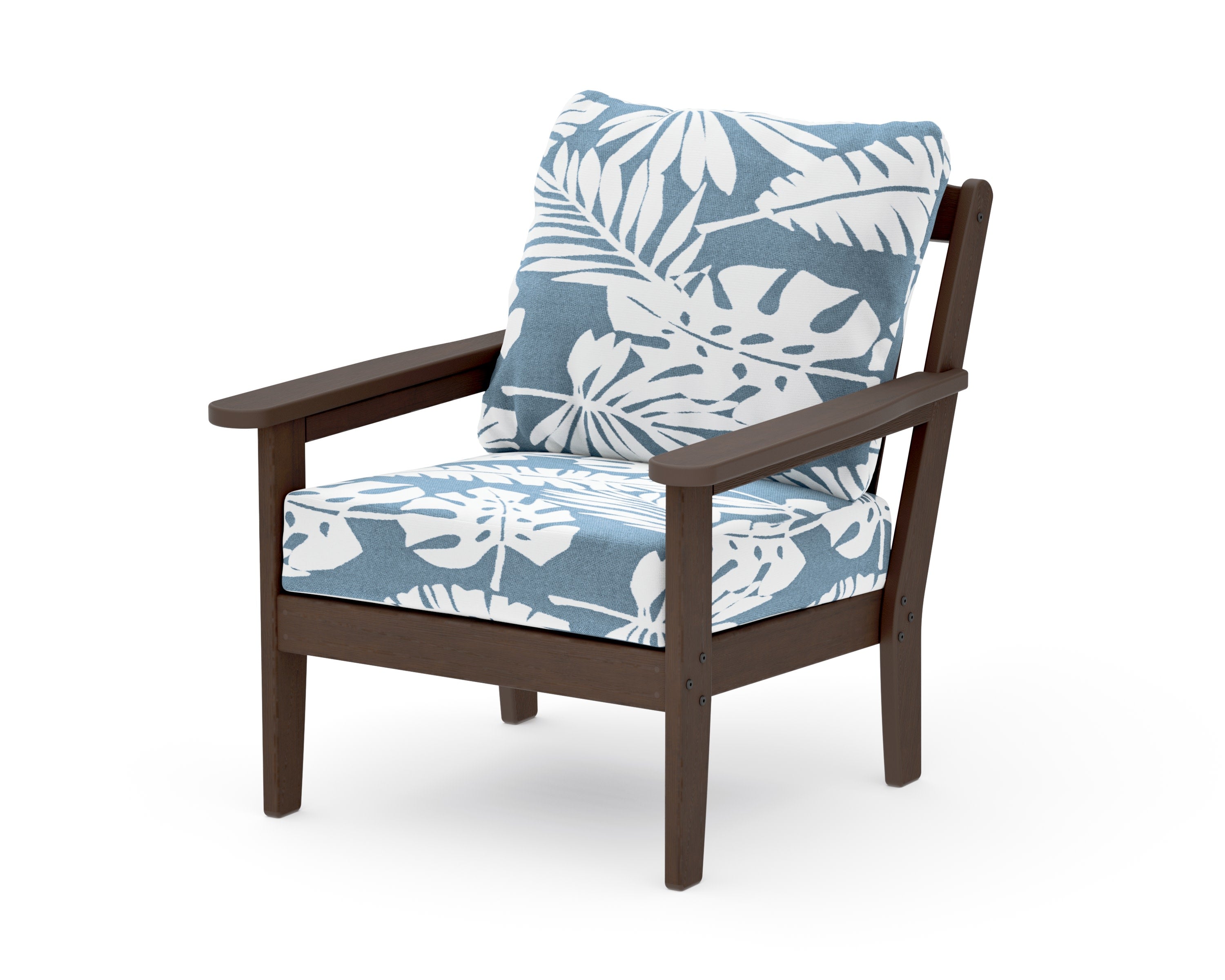Cottage Deep Seating Chair in Kona / Leaf Sky Blue