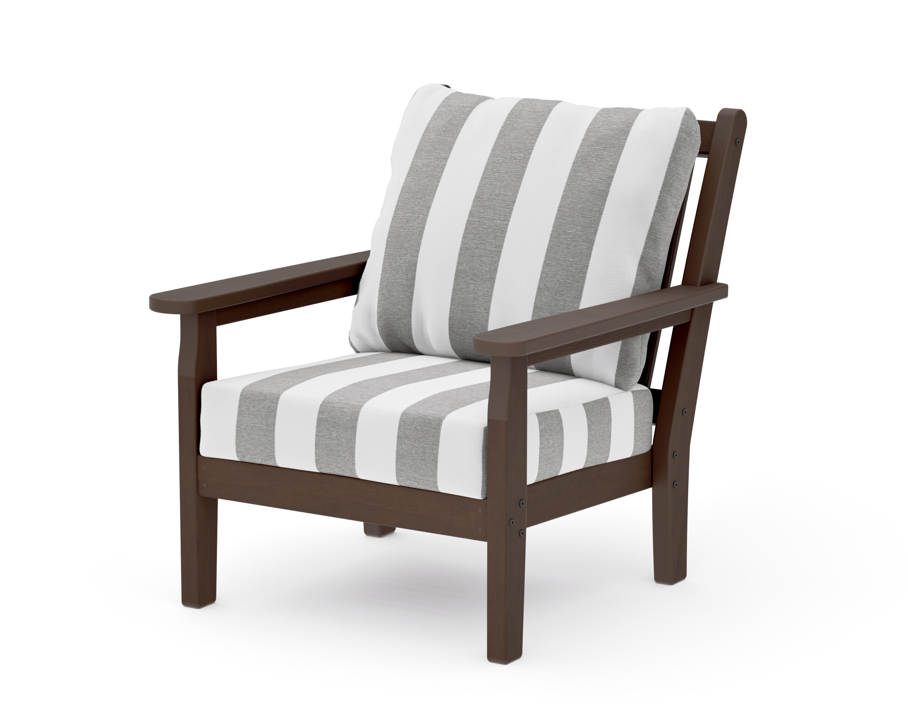 Chippendale Deep Seating Chair in Kona / Cabana Stripe Grey Mist