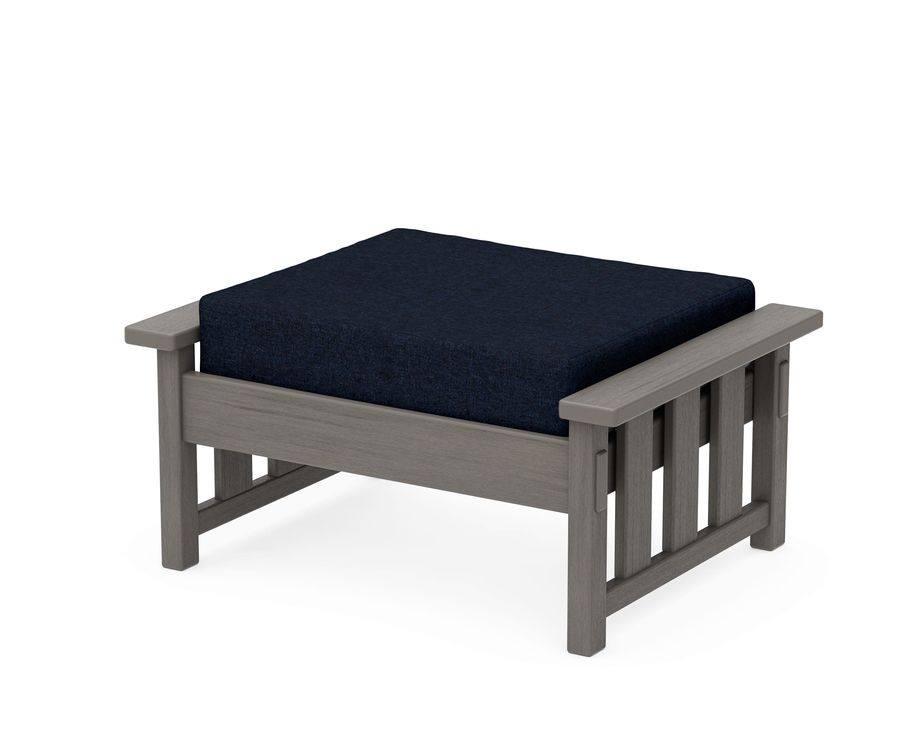 Acadia Deep Seating Ottoman in Driftwood / Marine Indigo