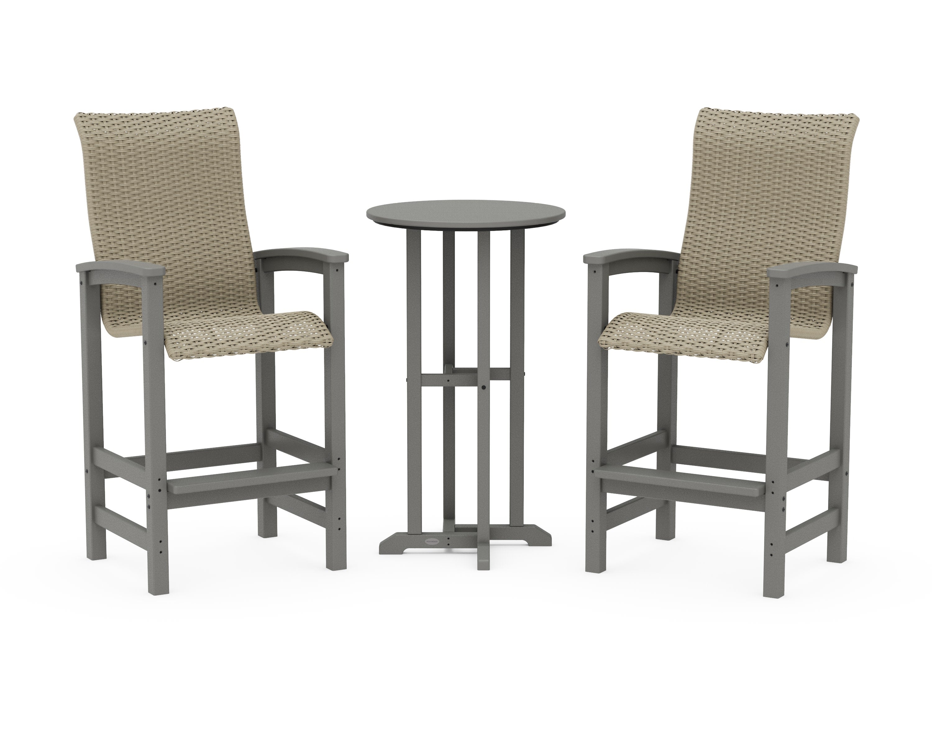Coastal Woven High-Back 3-Piece Farmhouse Bar Set