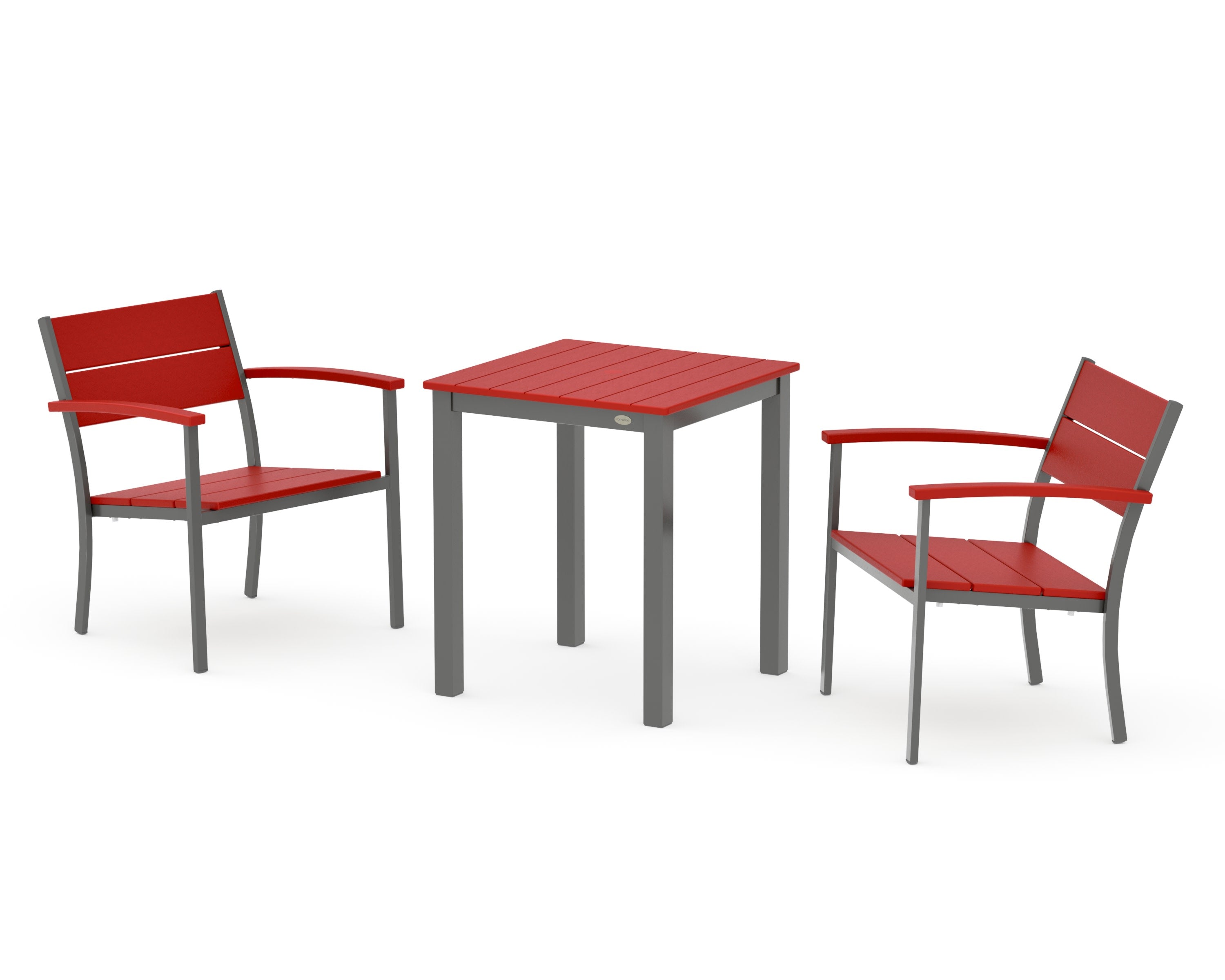 Main Street 3-Piece Square Dining Set in Charcoal / Sunset Red