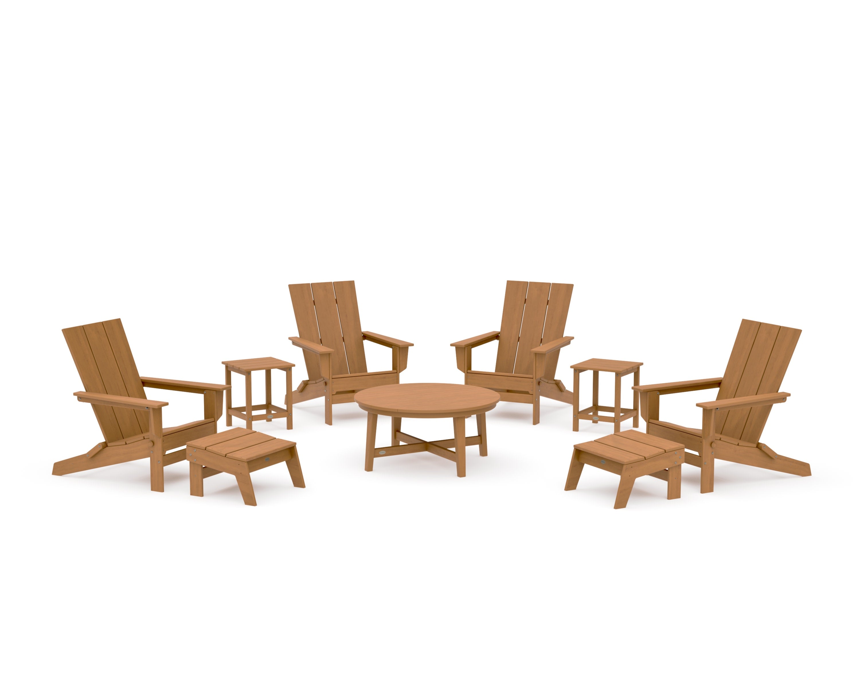Modern Studio Folding Adirondack 9-Piece Conversation Set in Natural