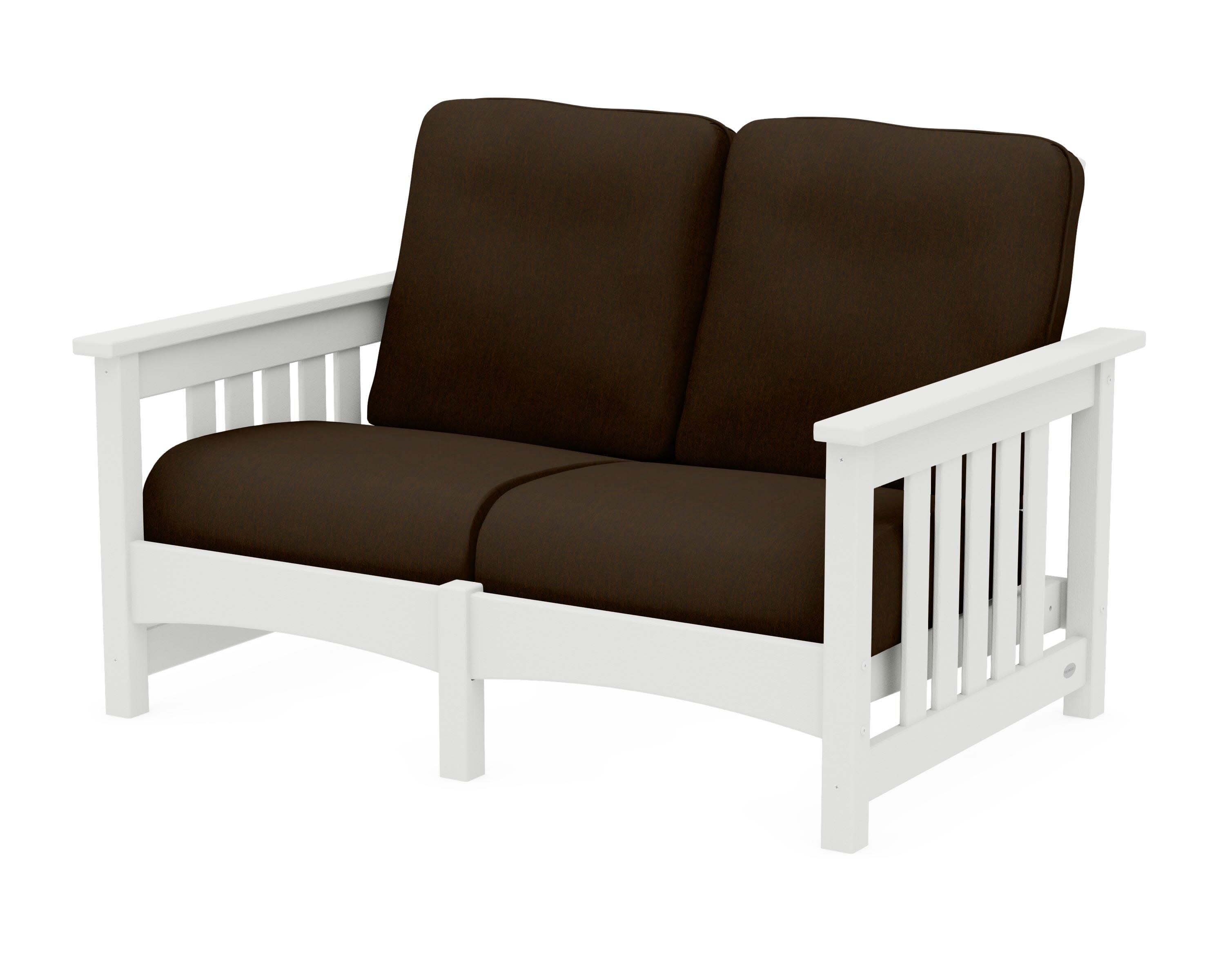 Club Mission Loveseat in Vintage White / Canvas Java