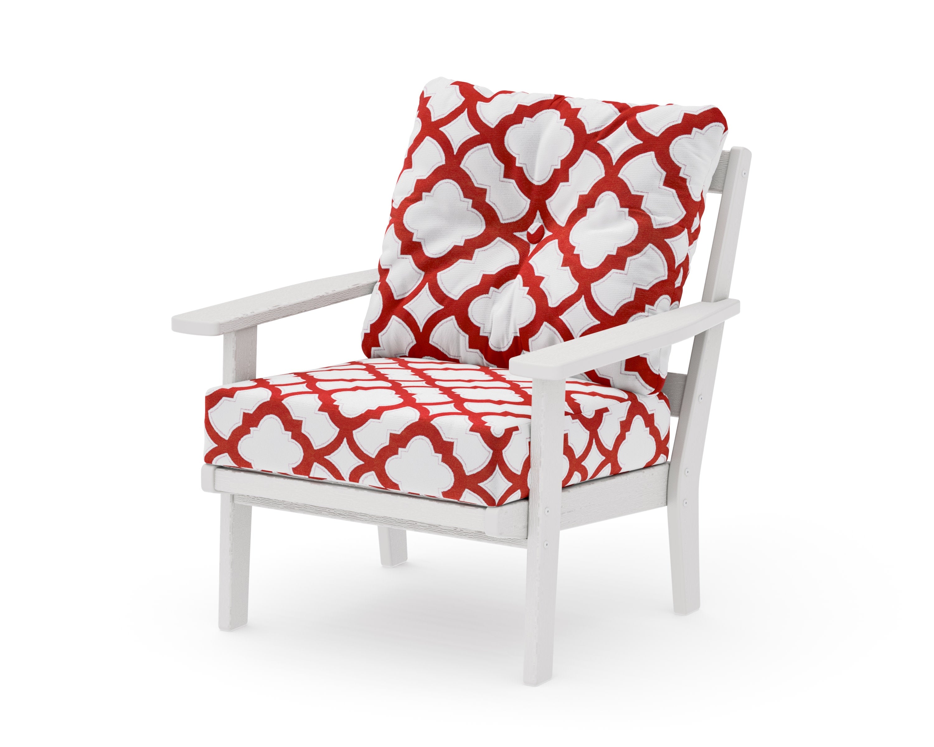 Prairie Deep Seating Chair in Vintage White / Trellis Crimson