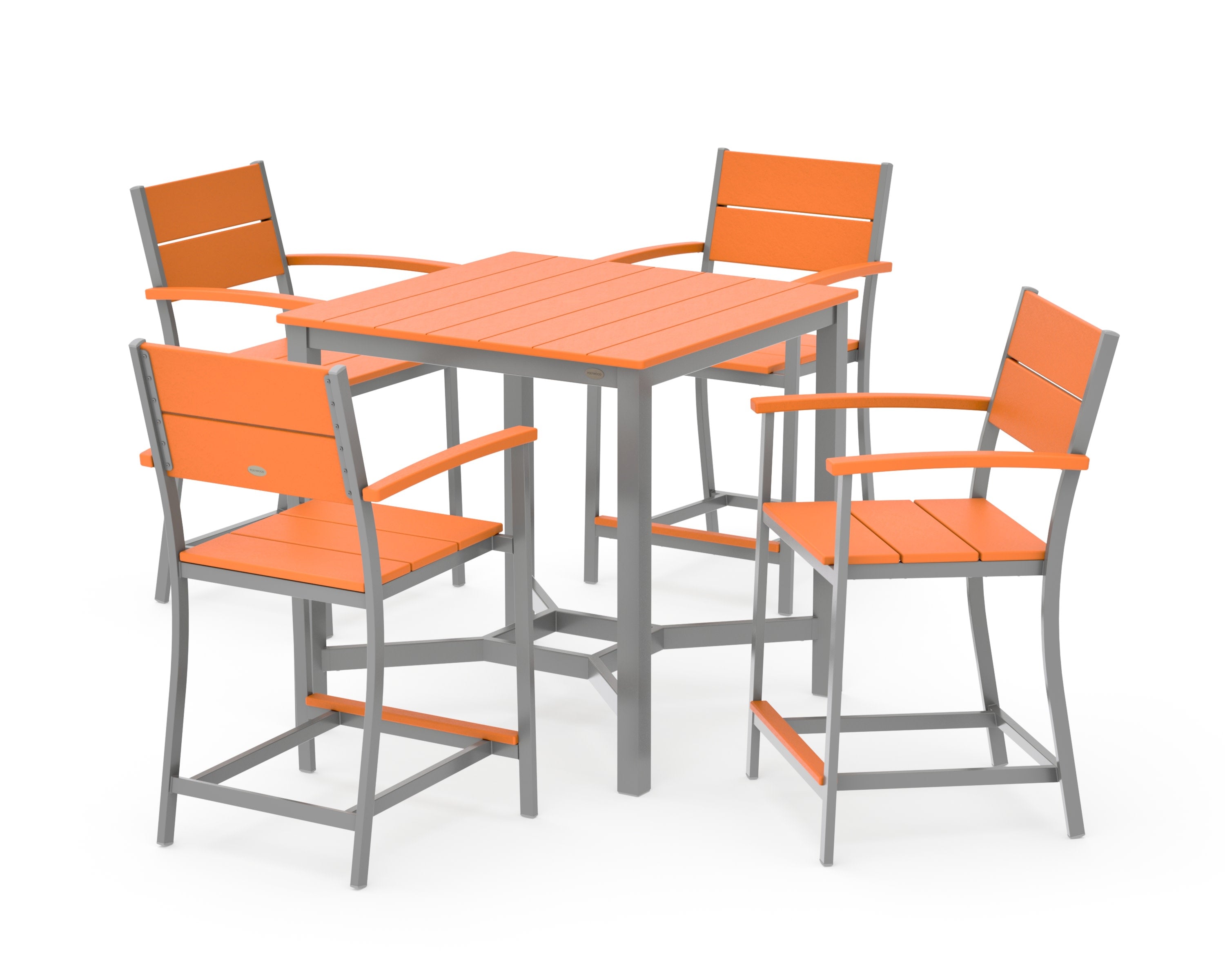 Main Street 5-Piece Counter Set in Silver / Tangerine