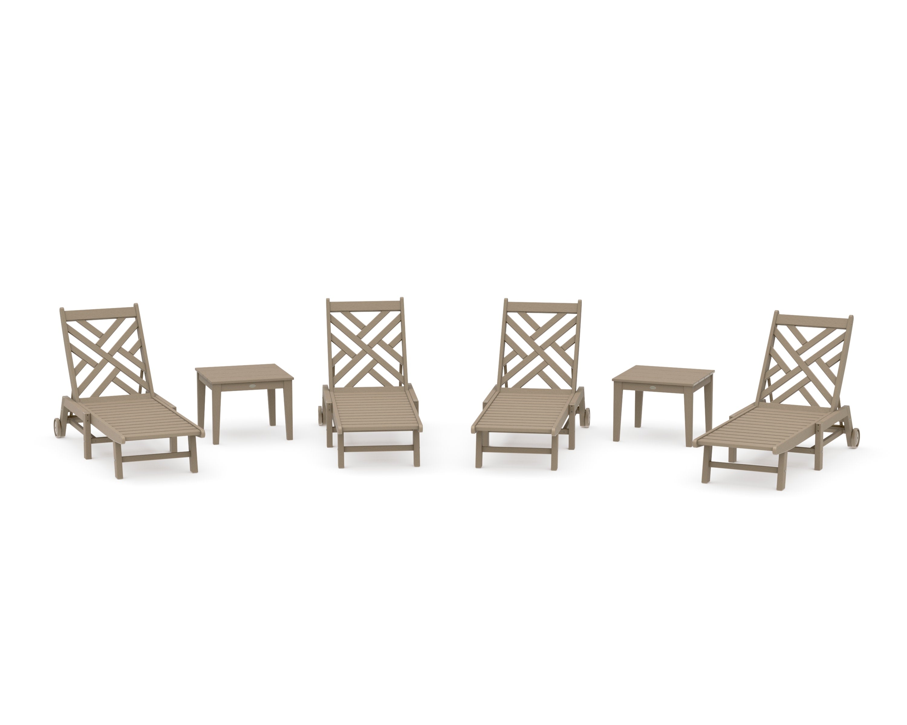Chippendale 6-Piece Chaise Set with Wheels in Vintage Sahara