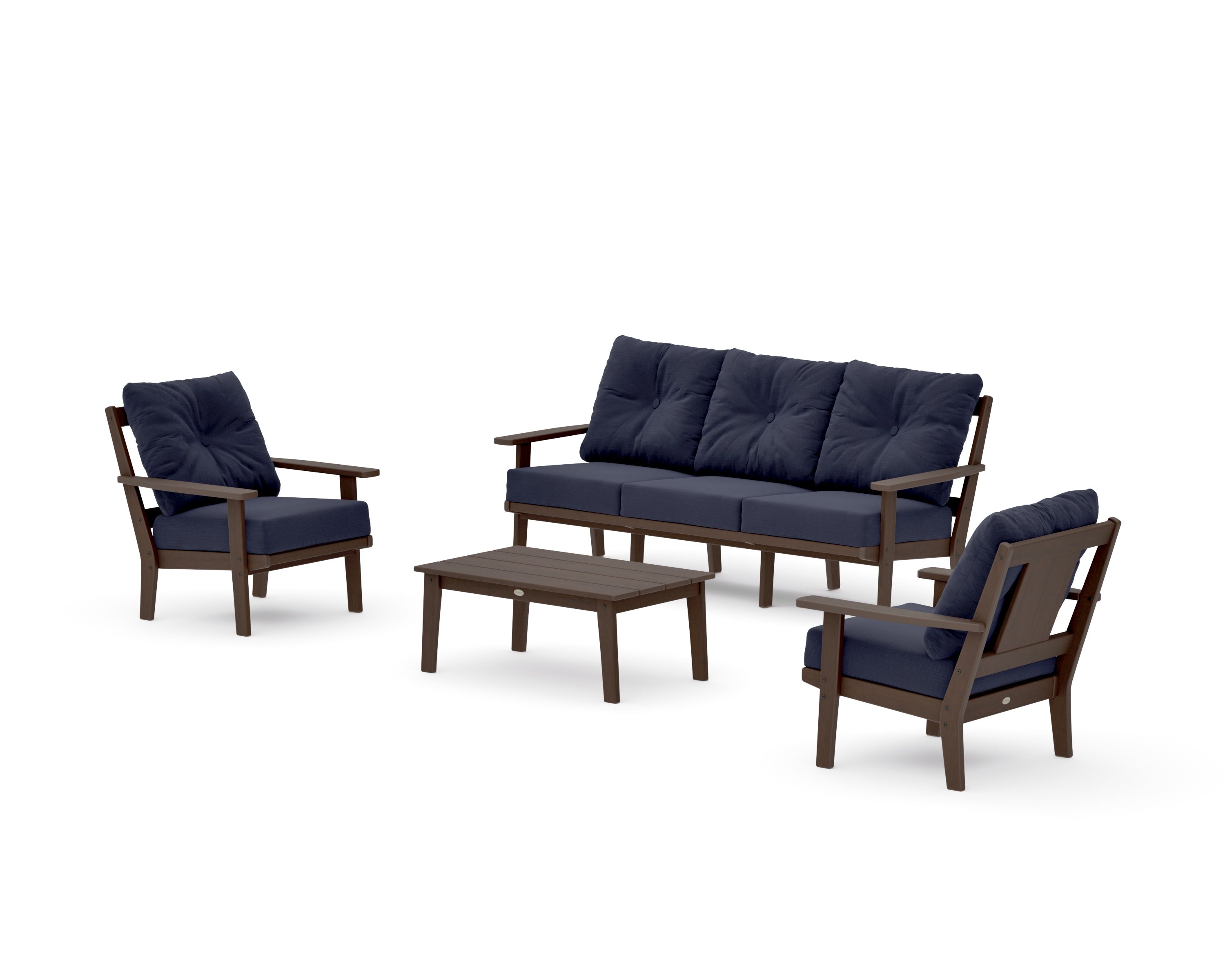 Prairie 4-Piece Deep Seating Set with Sofa in Kona / Navy Linen