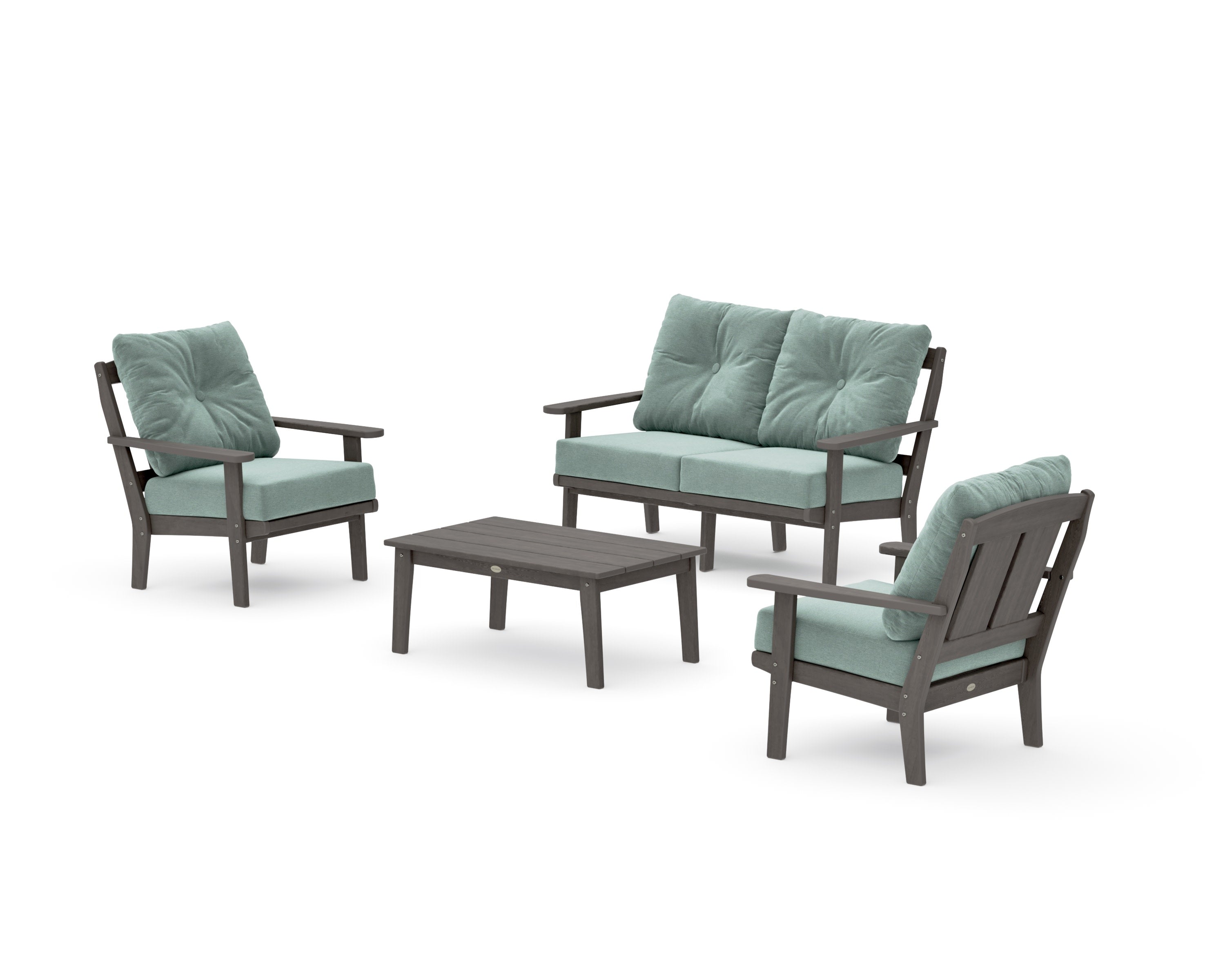 Mission 4-Piece Deep Seating Set with Loveseat in Driftwood / Glacier Spa