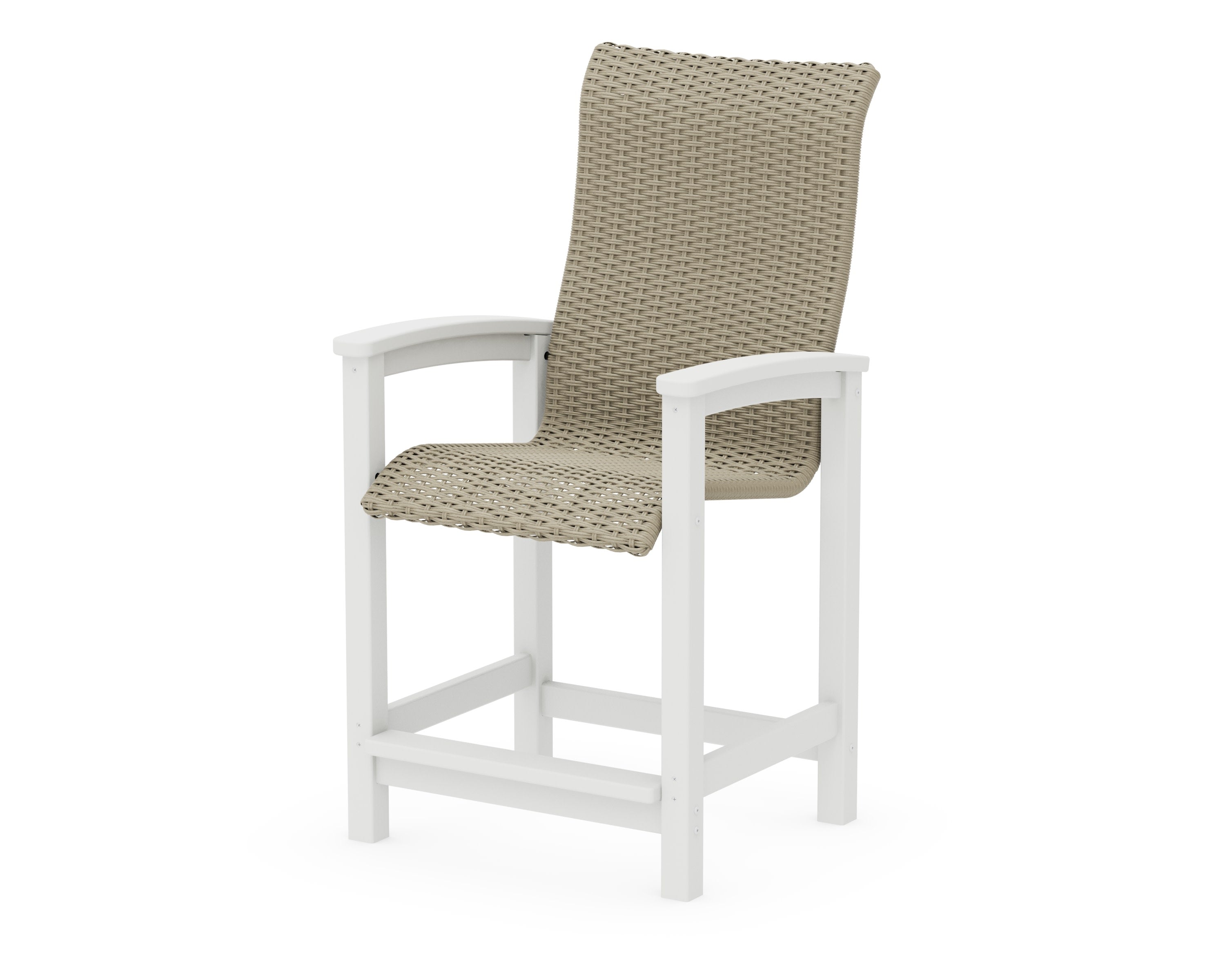 Coastal Woven High-Back Counter Chair in White / Dune Grass