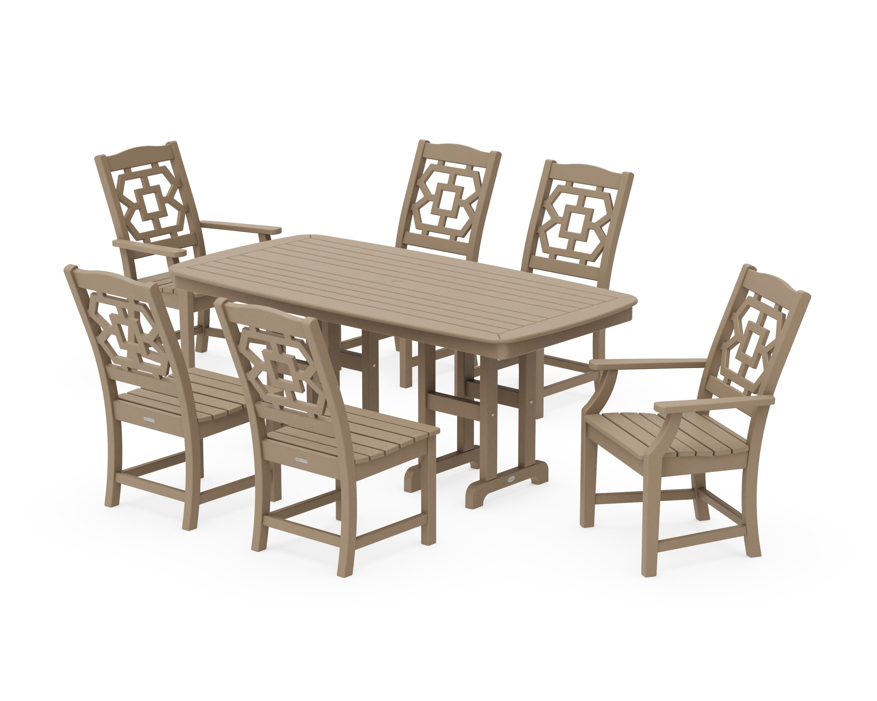 Chinoiserie 7-Piece Dining Set in Vintage Sahara
