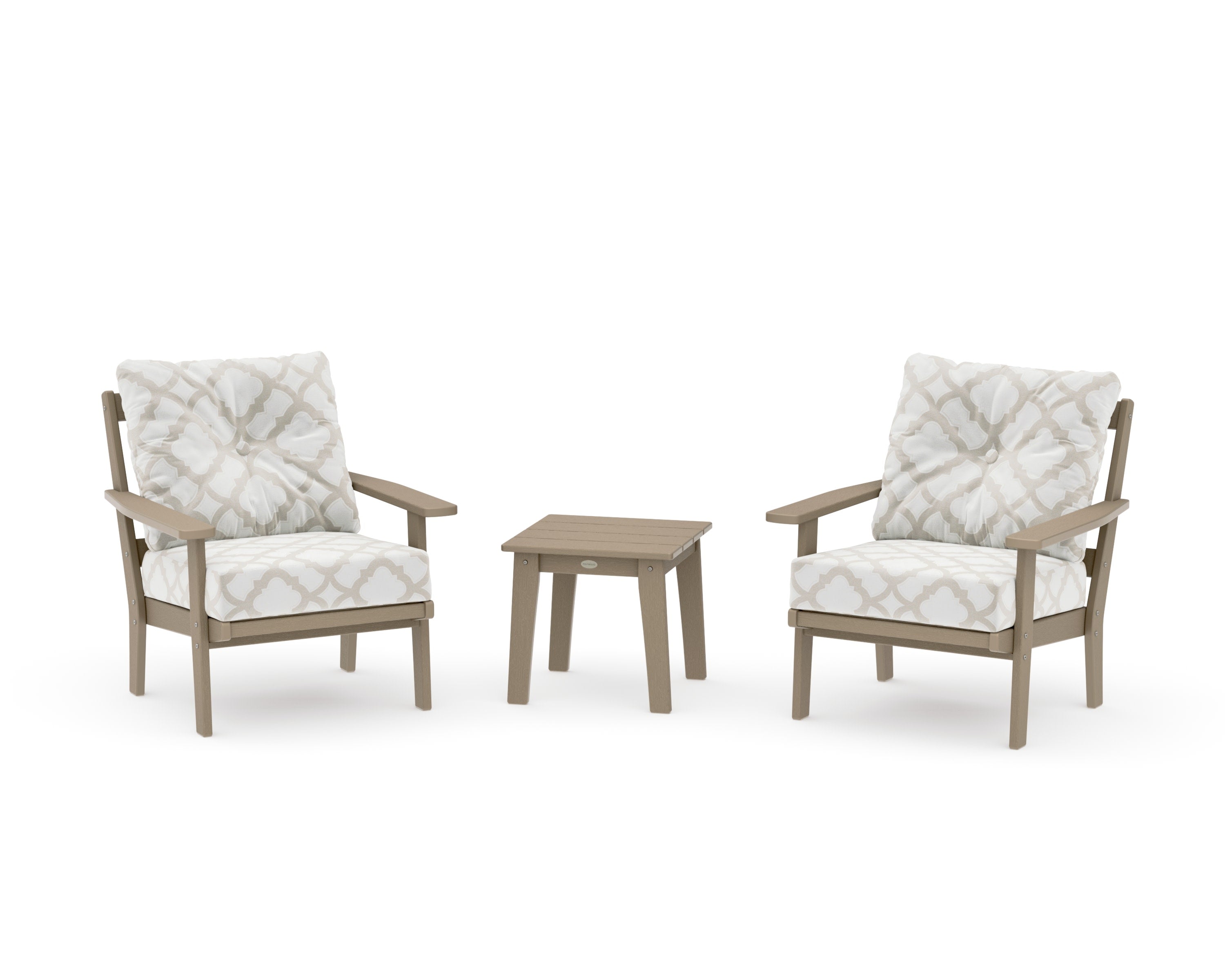 Prairie 3-Piece Deep Seating Set in Vintage Sahara / Trellis Dune Burlap