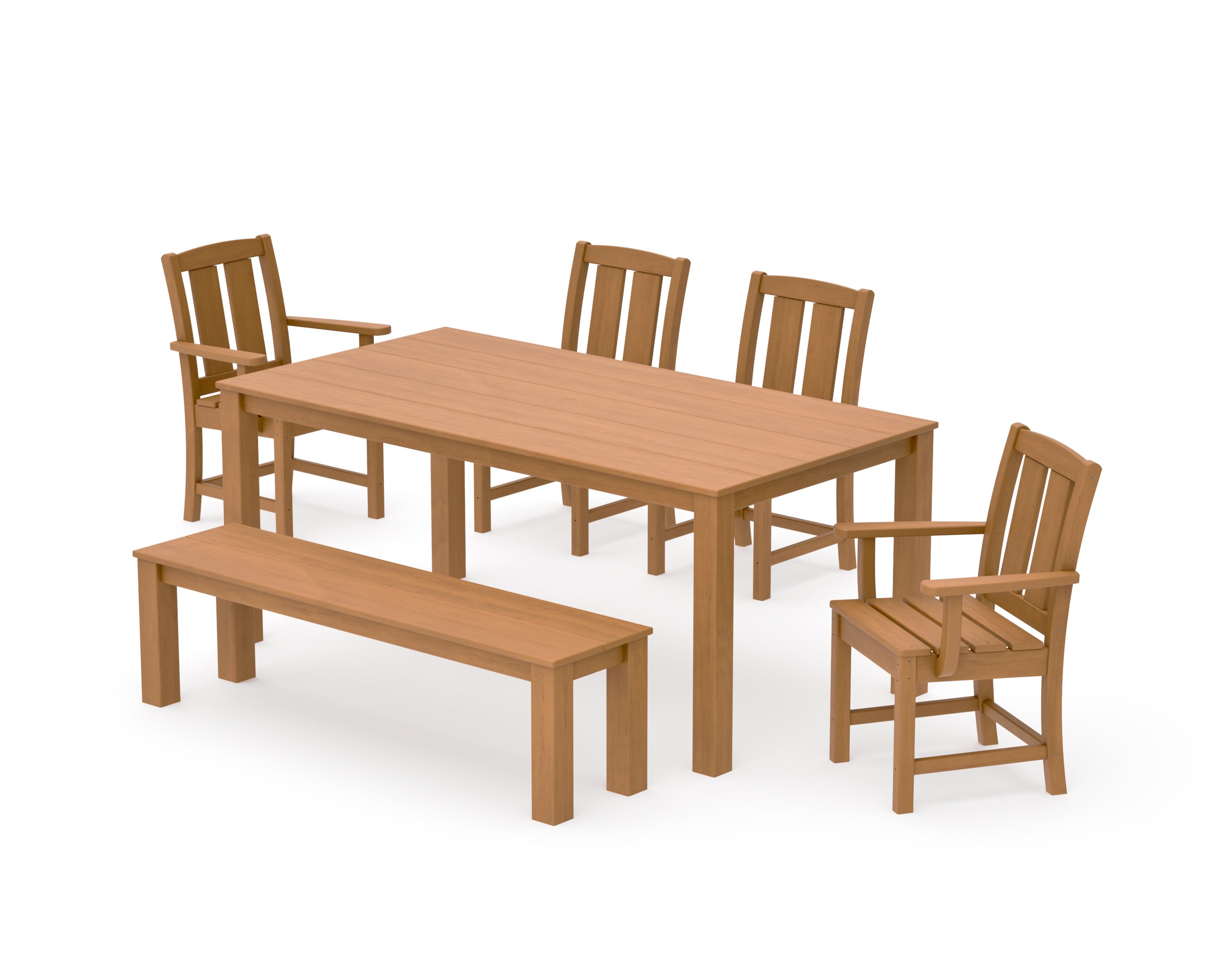 Mission 6-Piece Parsons Dining Set with Bench in Natural