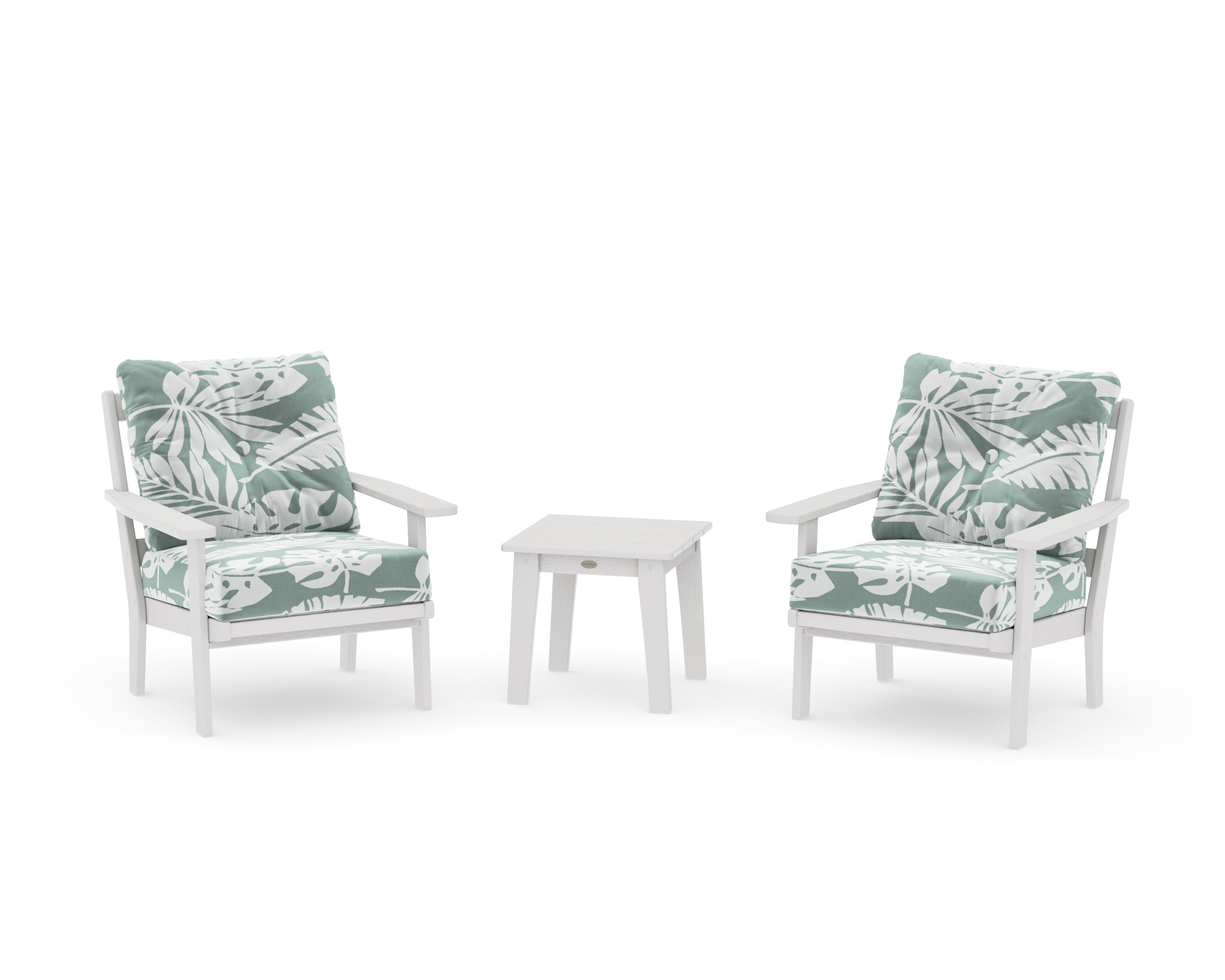 Prairie 3-Piece Deep Seating Set in Vintage White / Leaf Glacier Spa