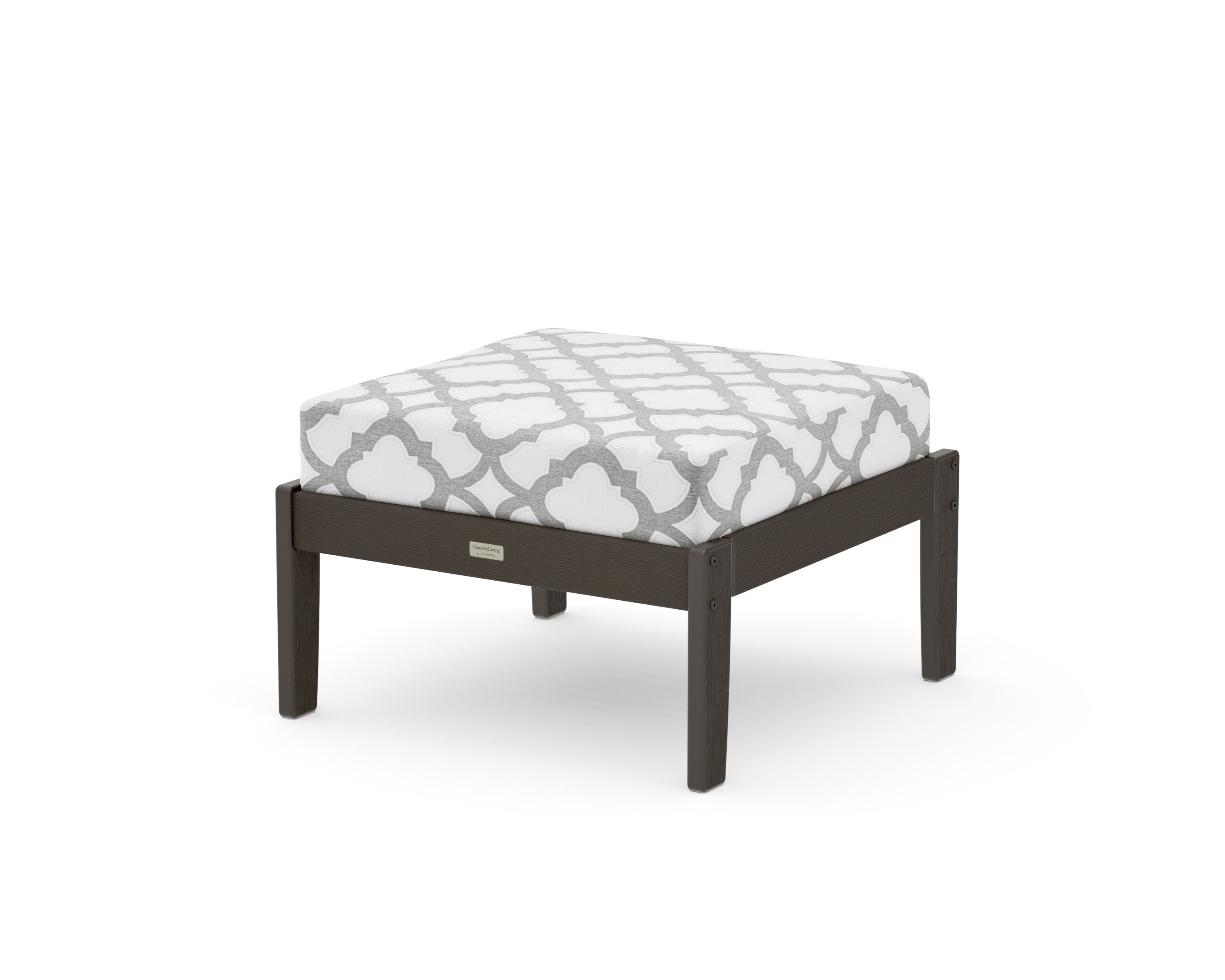 Cottage Deep Seating Ottoman in Vintage Coffee / Trellis Grey Mist