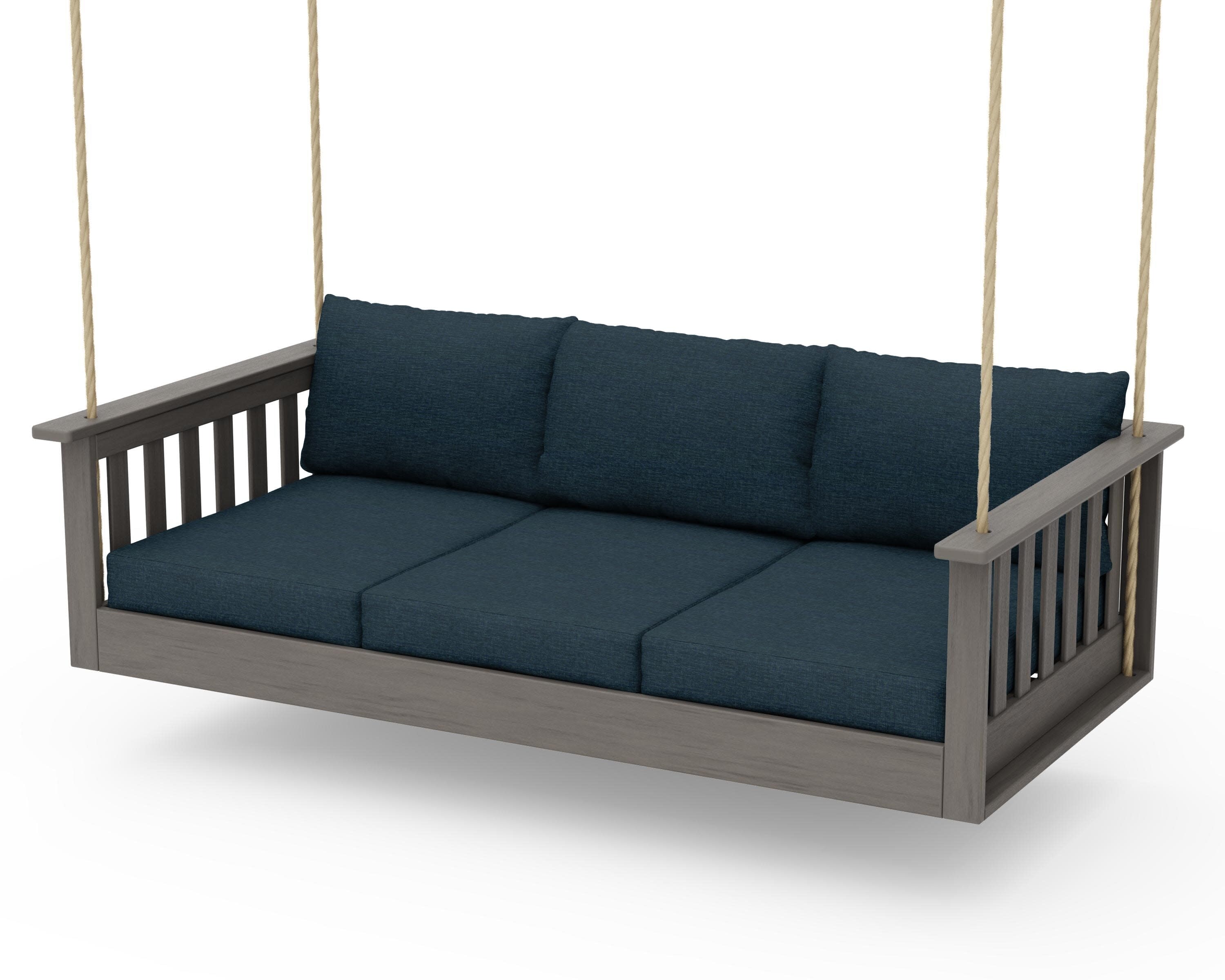 Vineyard Daybed Swing in Driftwood / Platform Indigo