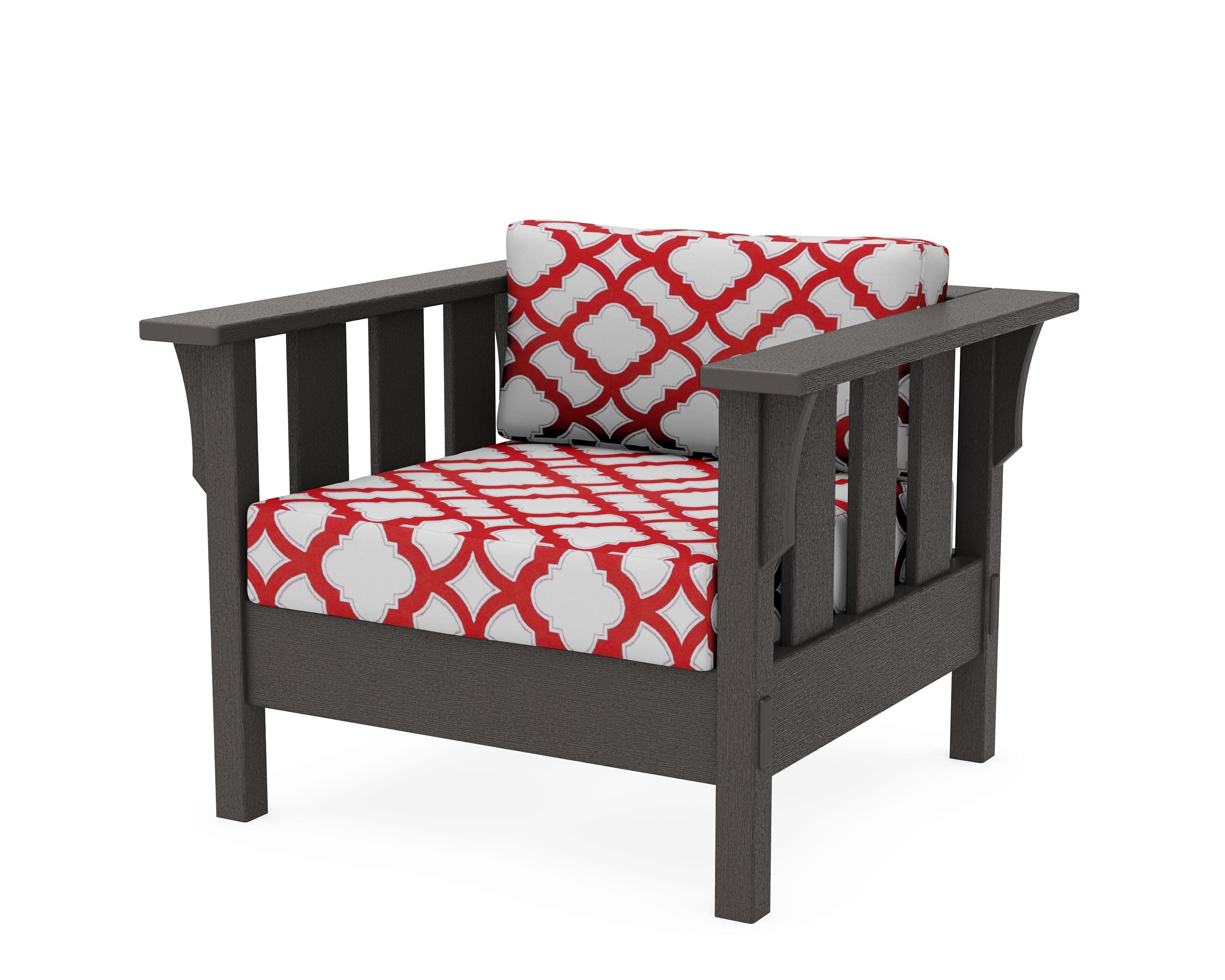 Acadia Deep Seating Chair in Vintage Coffee / Trellis Crimson