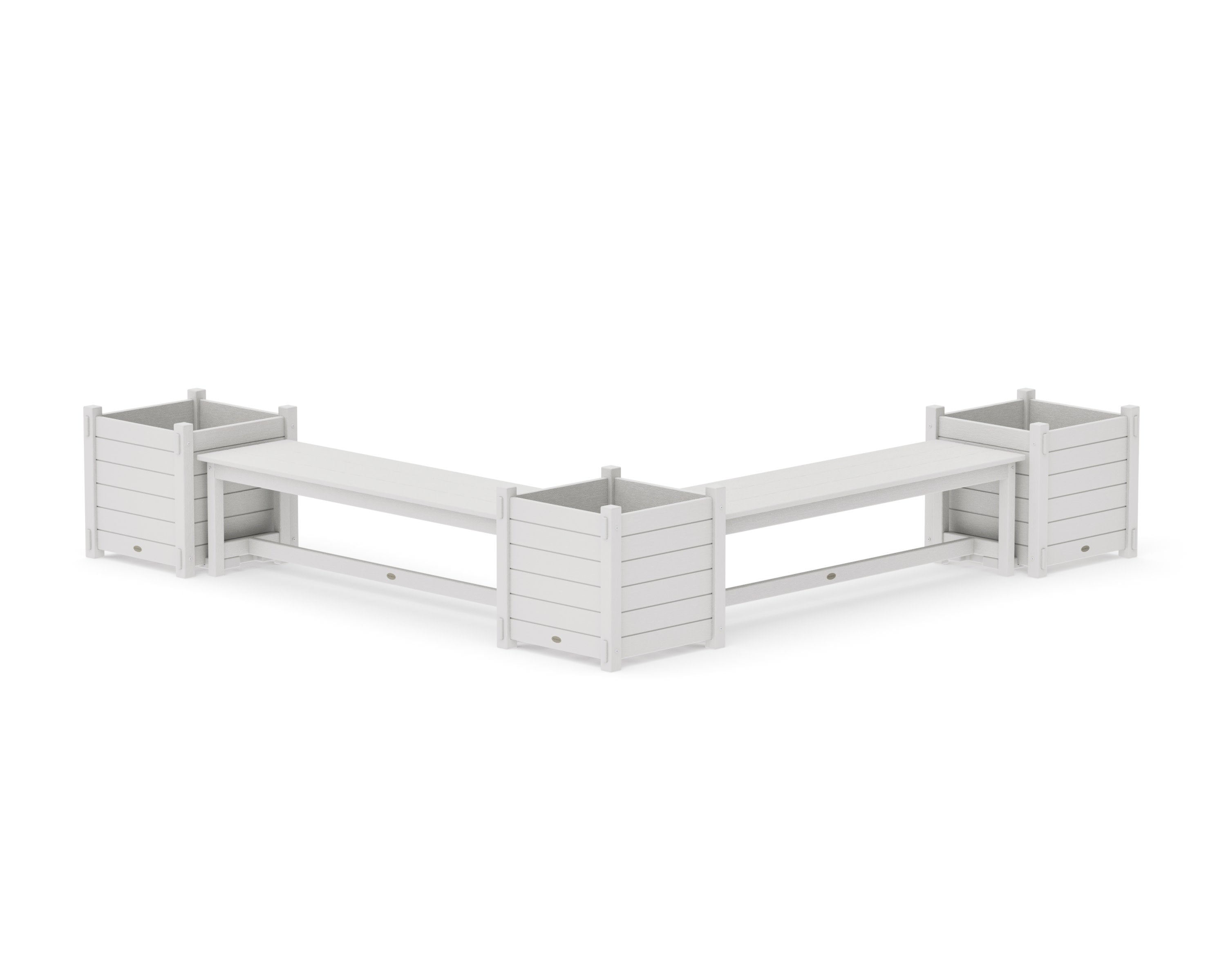 60" Nautical L- Shaped Planter Bench Corner Set - Large in Vintage White