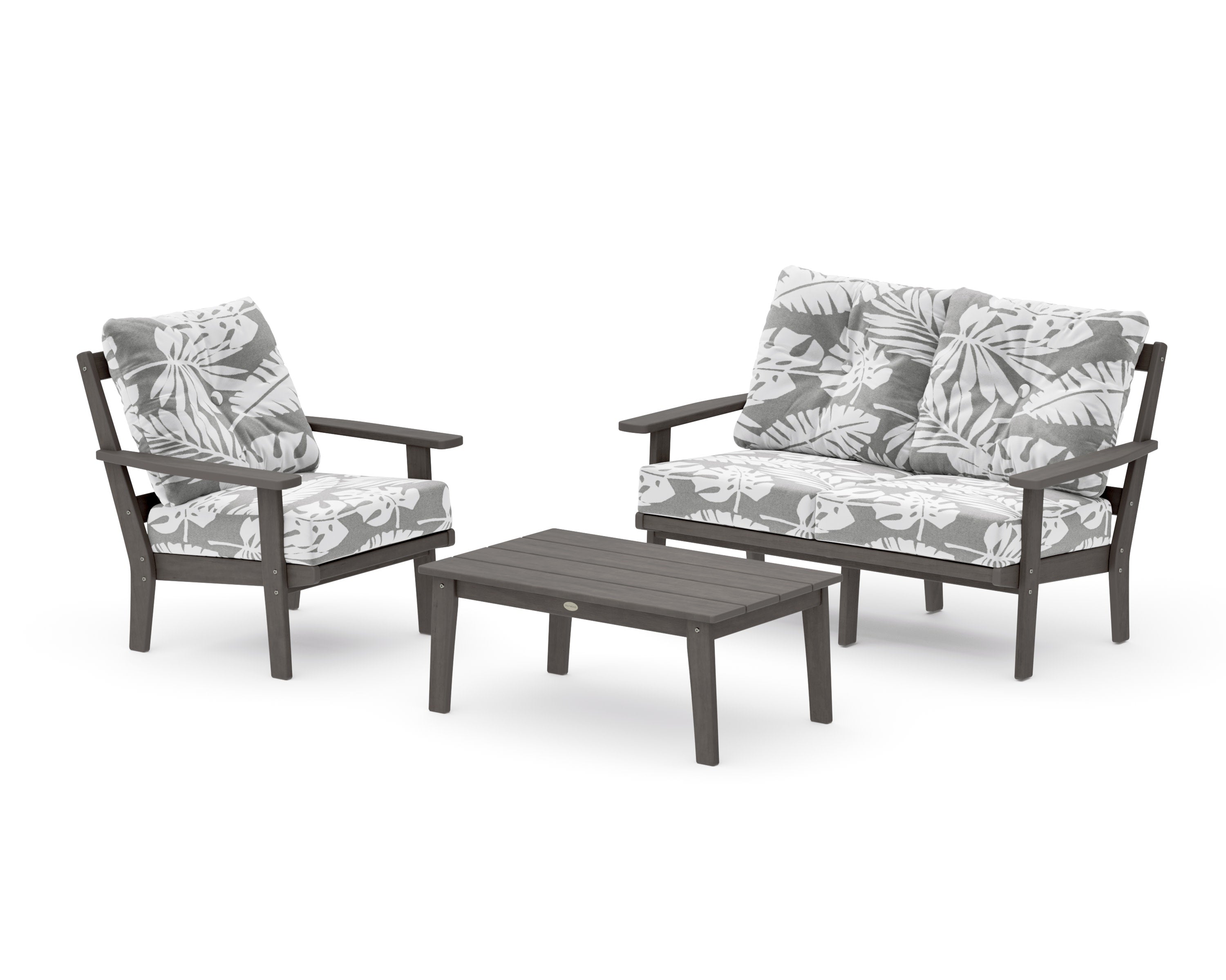 Prairie 3-Piece Deep Seating Set with Loveseat in Driftwood / Leaf Grey Mist