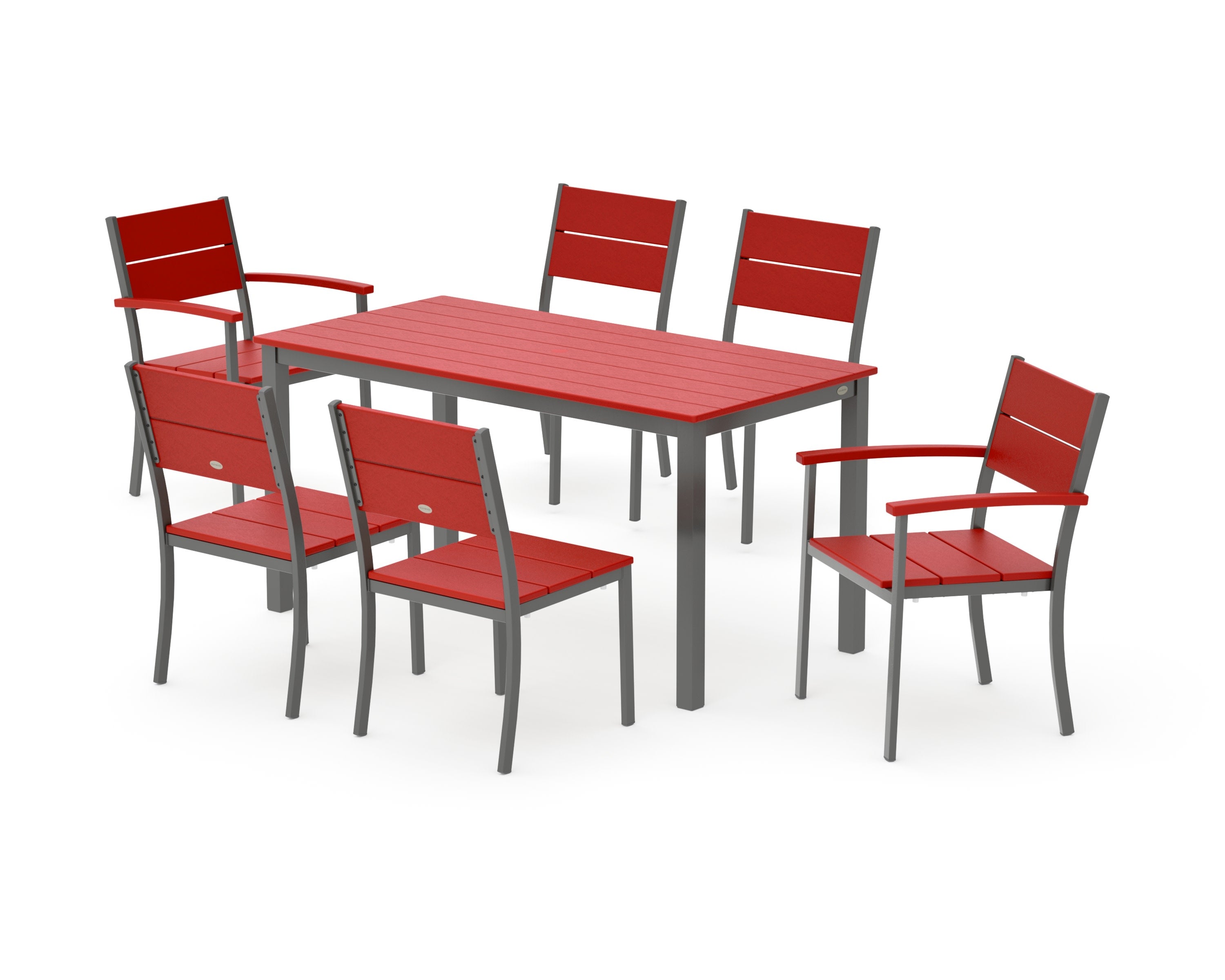 Main Street 7-Piece Dining Set in Charcoal / Sunset Red