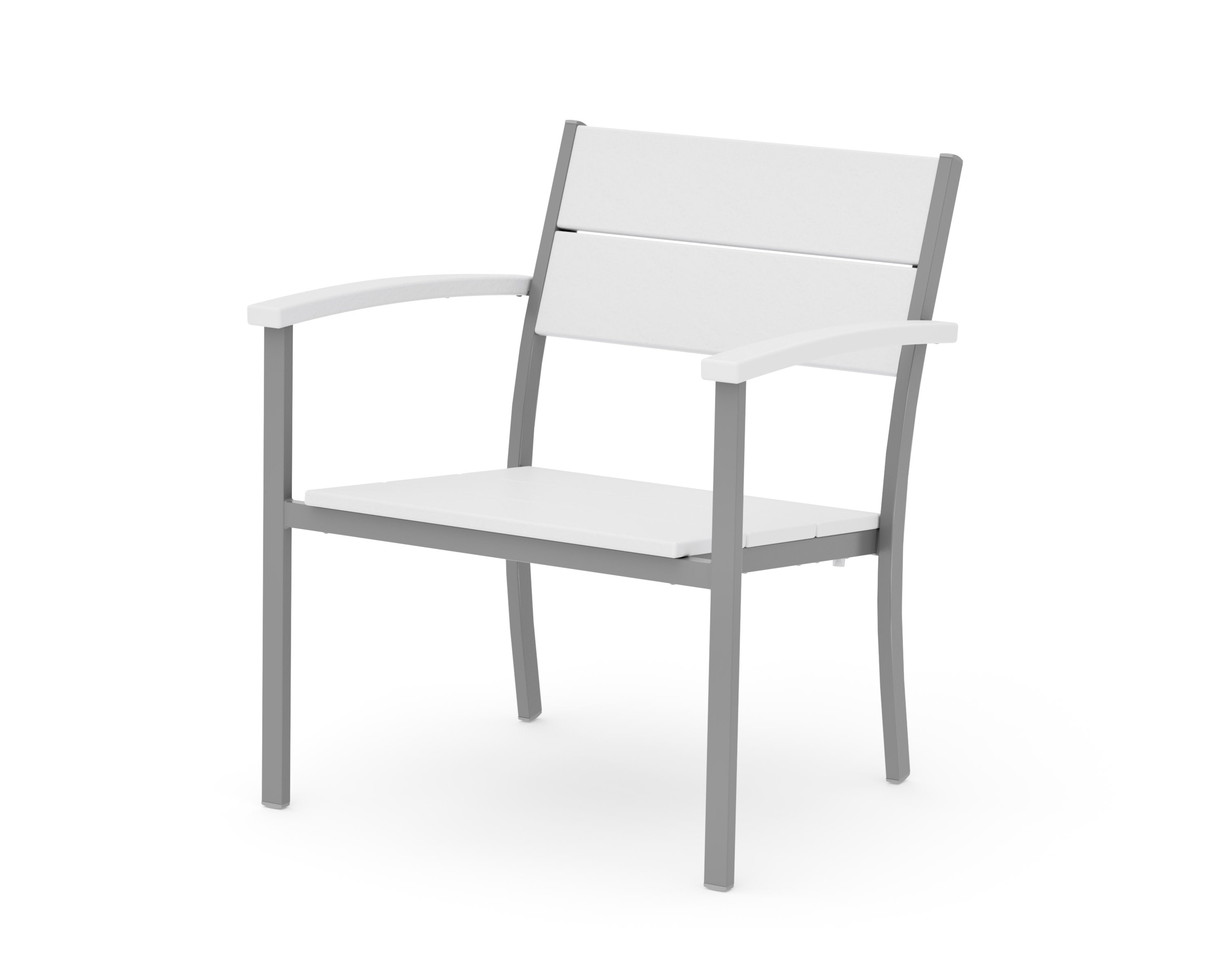 Main Street Stacking Lounge Arm Chair in Silver / White