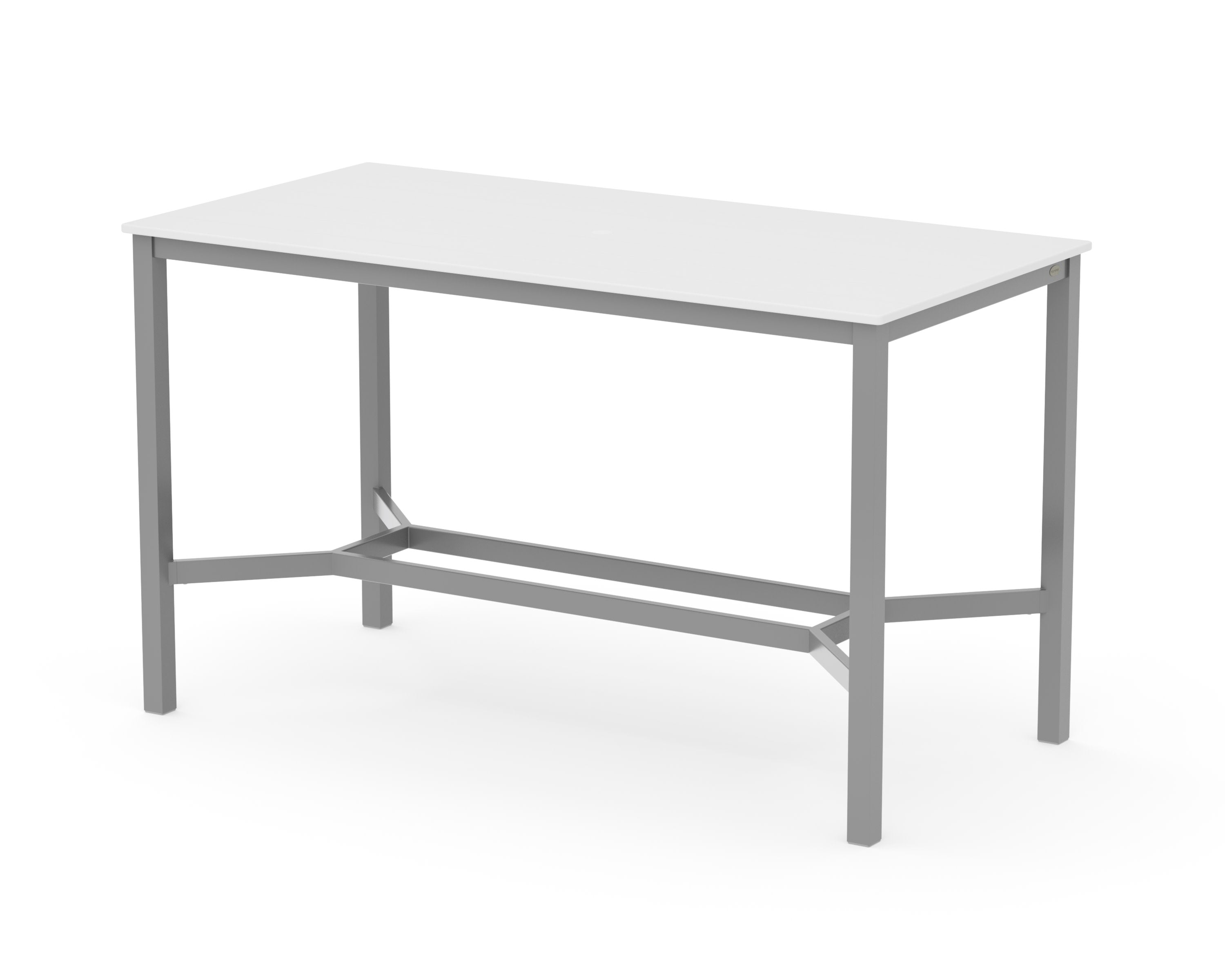 Main Street 36 x 72 Bar Table in Silver / White