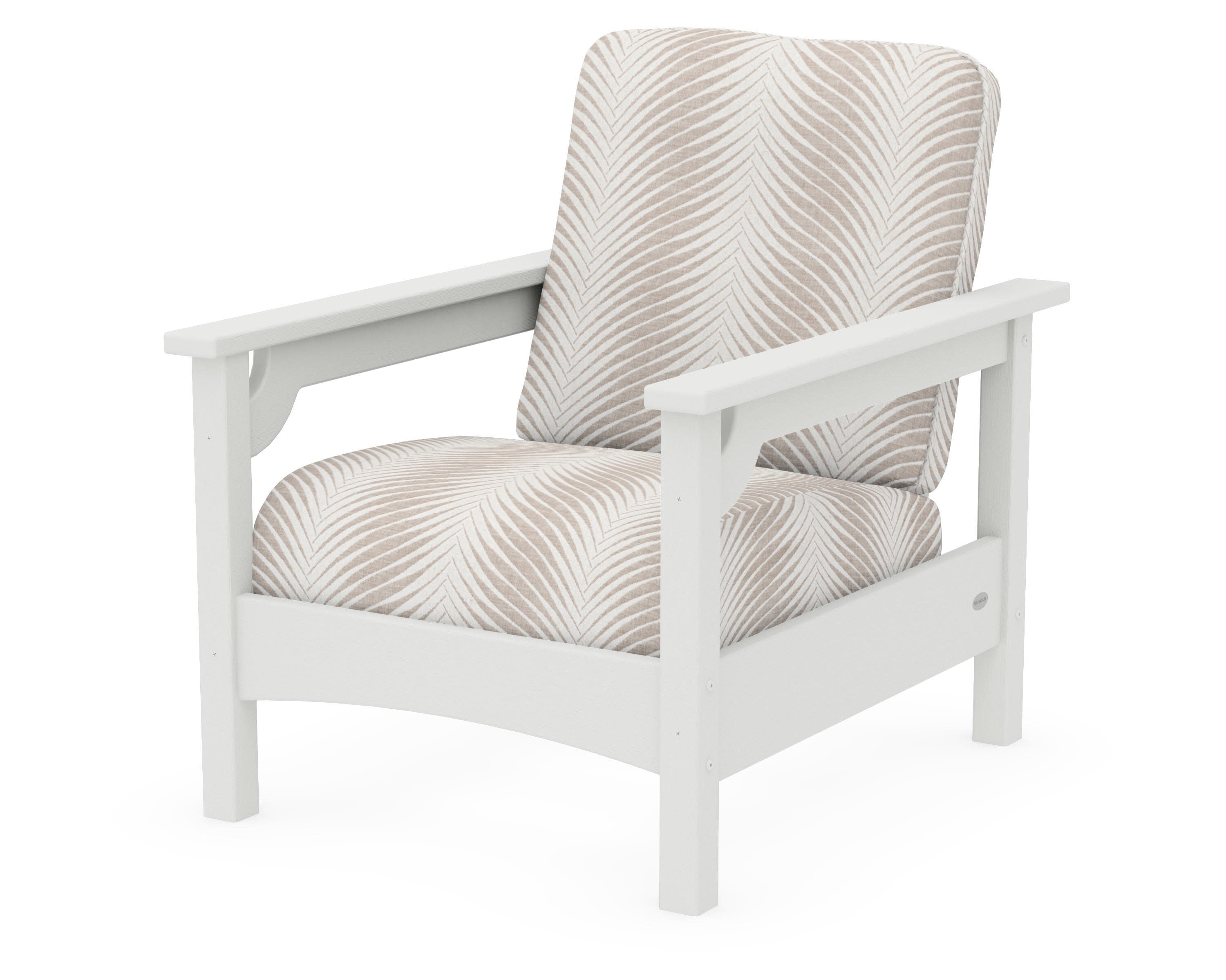 Club Chair in Vintage White / Clock Out Cloud