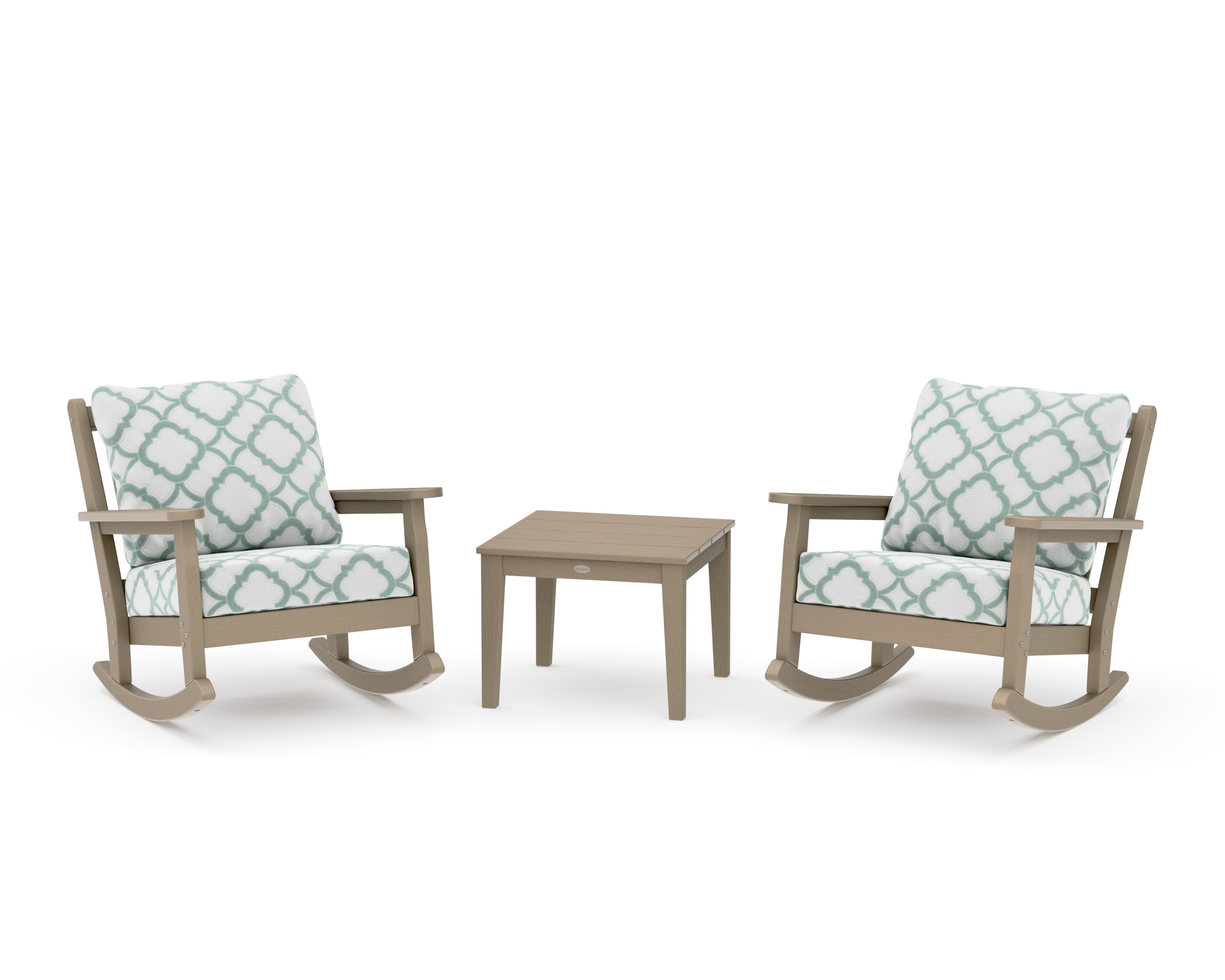 Chippendale 3-Piece Deep Seating Rocker Set in Vintage Sahara / Trellis Glacier Spa