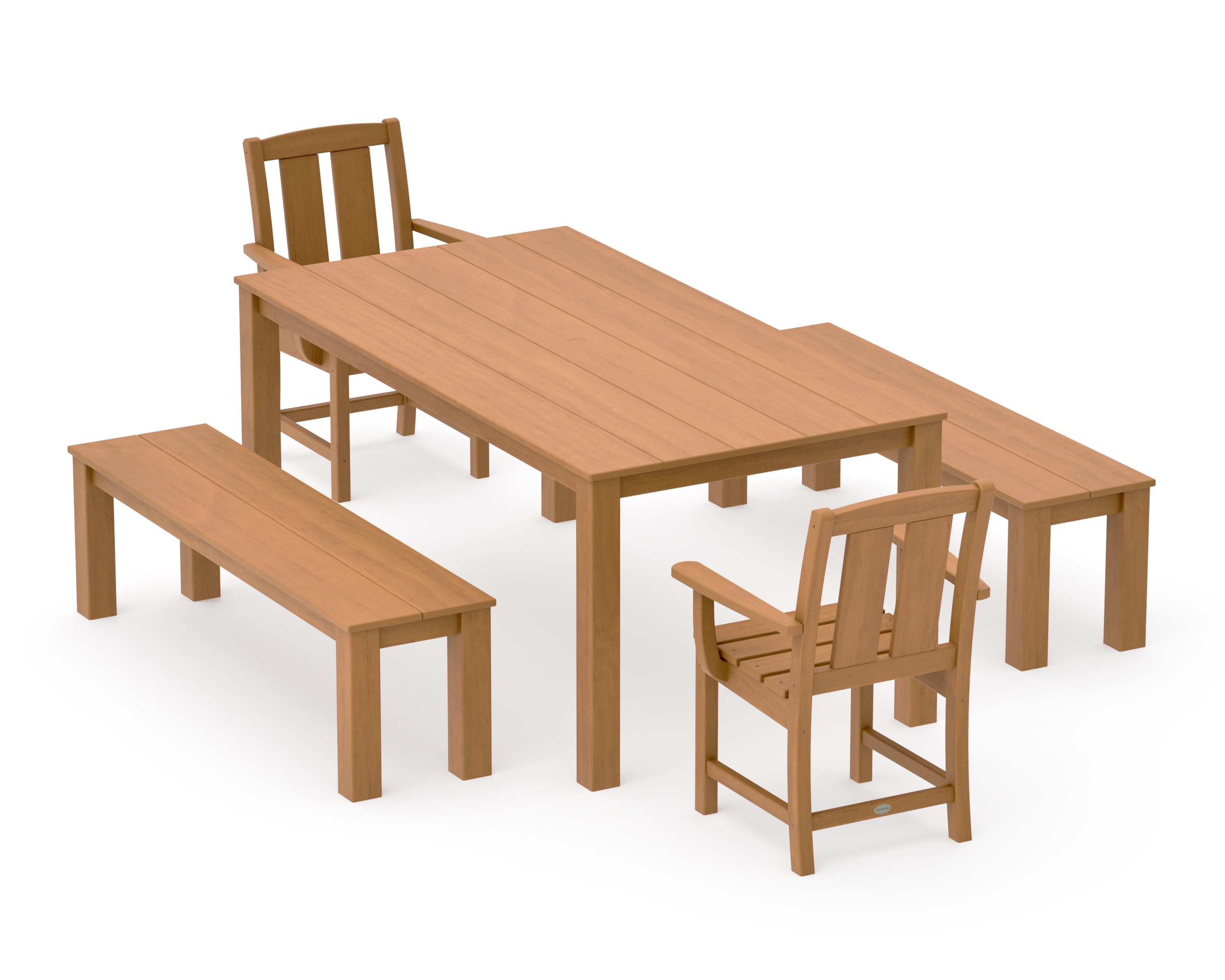Mission 5-Piece Parsons Dining Set with Benches in Natural