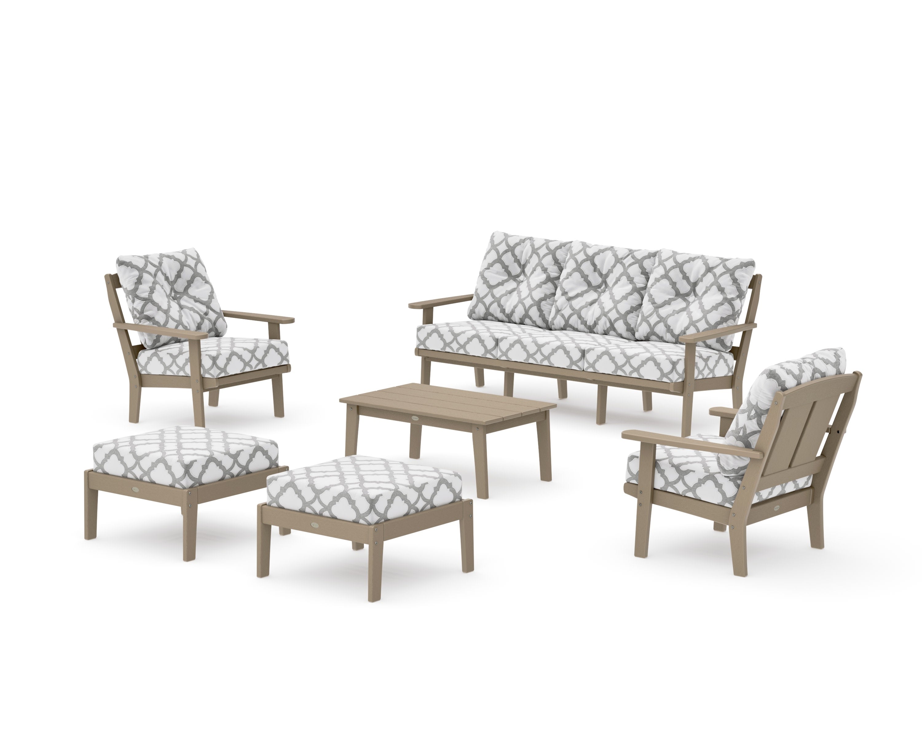 Mission 6-Piece Lounge Sofa Set in Vintage Sahara / Trellis Grey Mist
