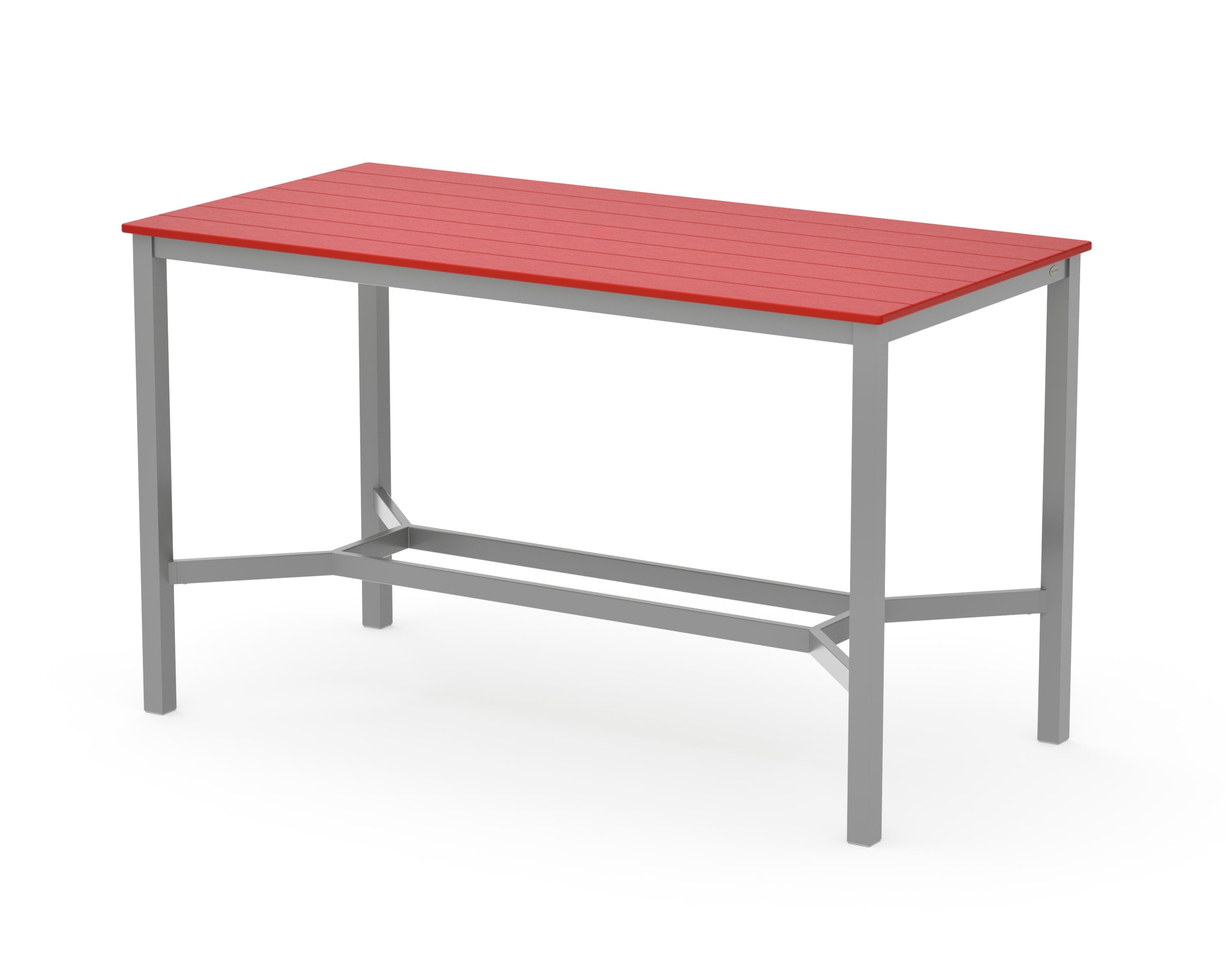 Main Street 36 x 72 Bar Table in Silver / Sunset Red