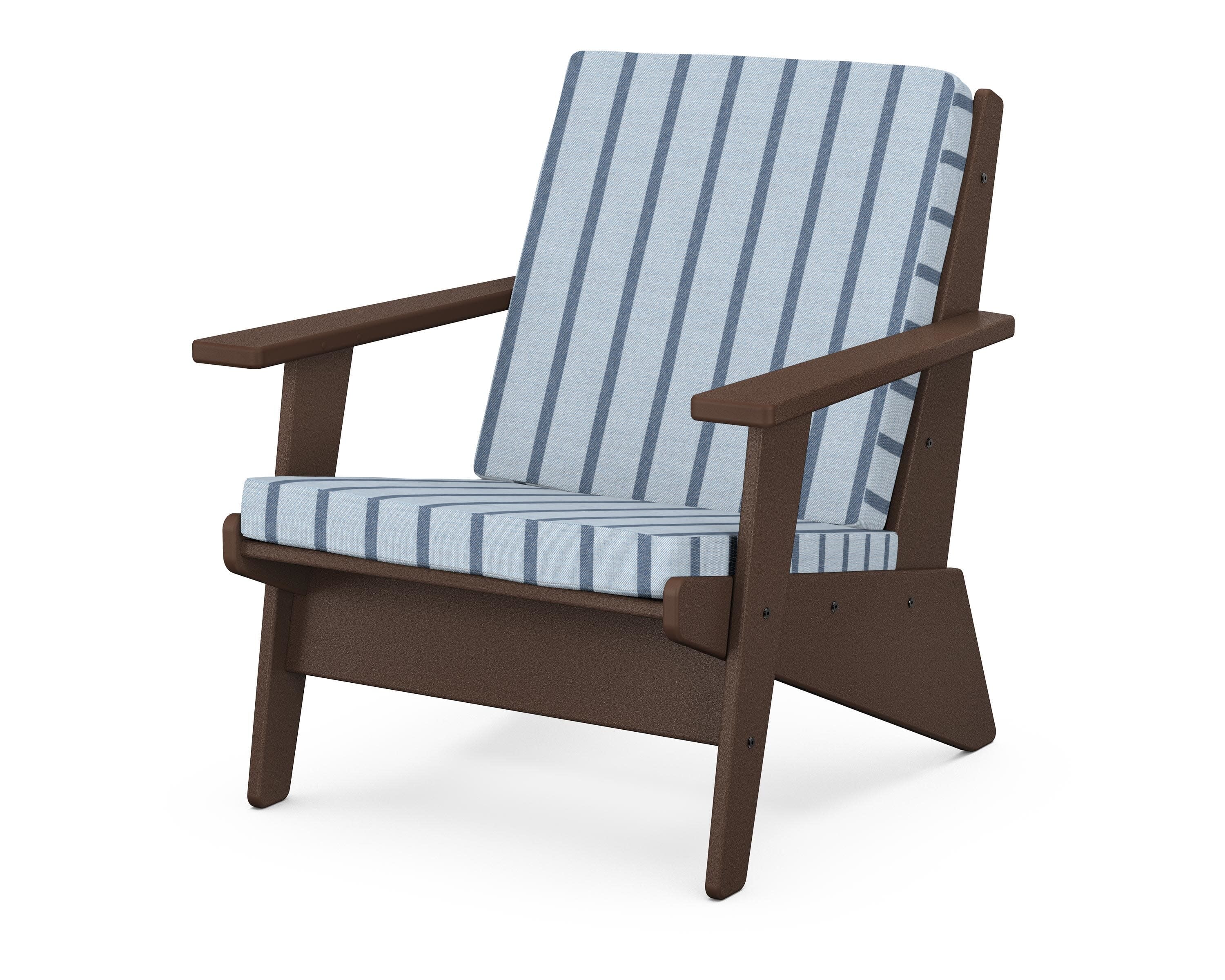 Riviera Modern Lounge Chair in Mahogany / Unwind Sky
