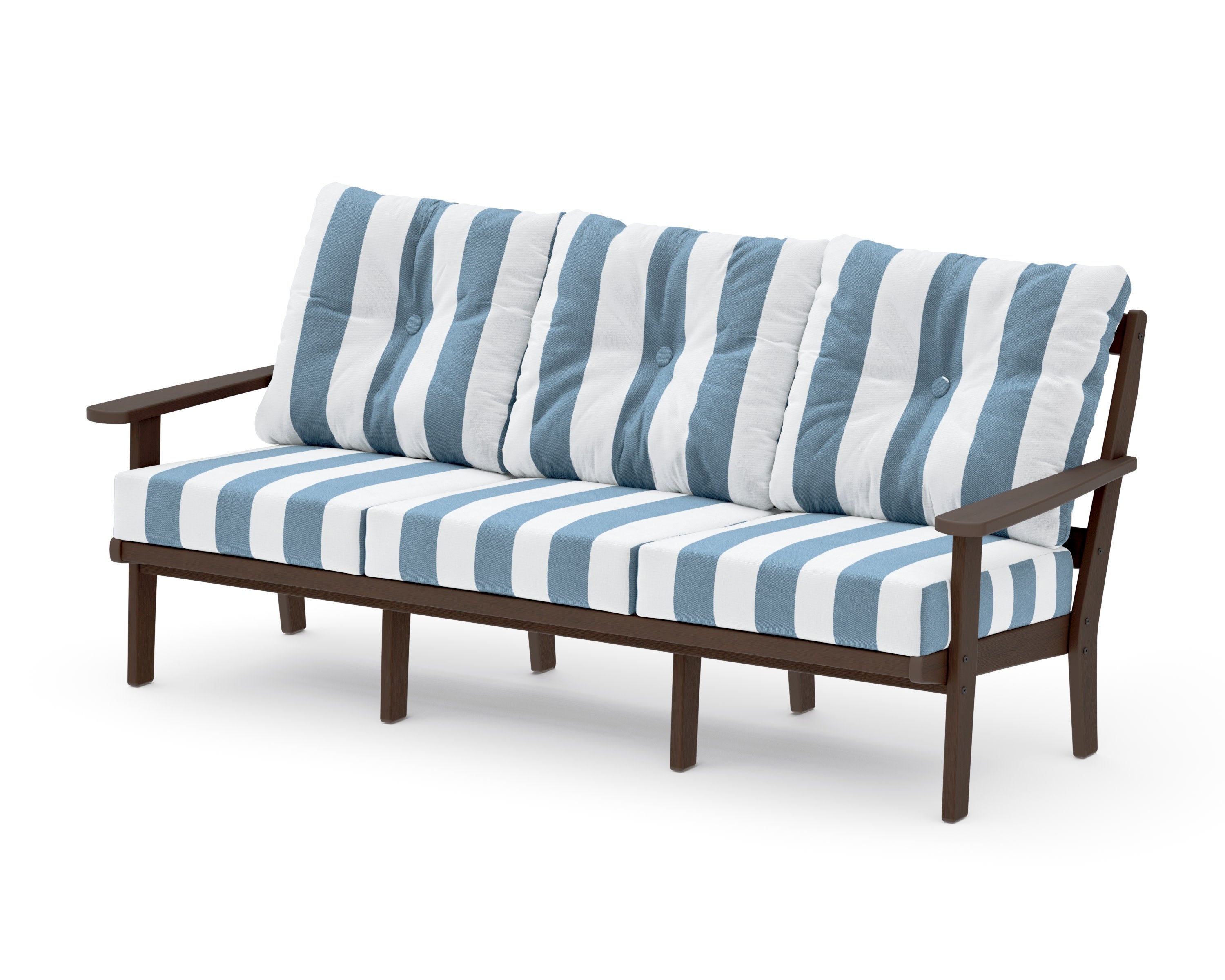Mission Deep Seating Sofa in Kona / Cabana Stripe Sky Blue
