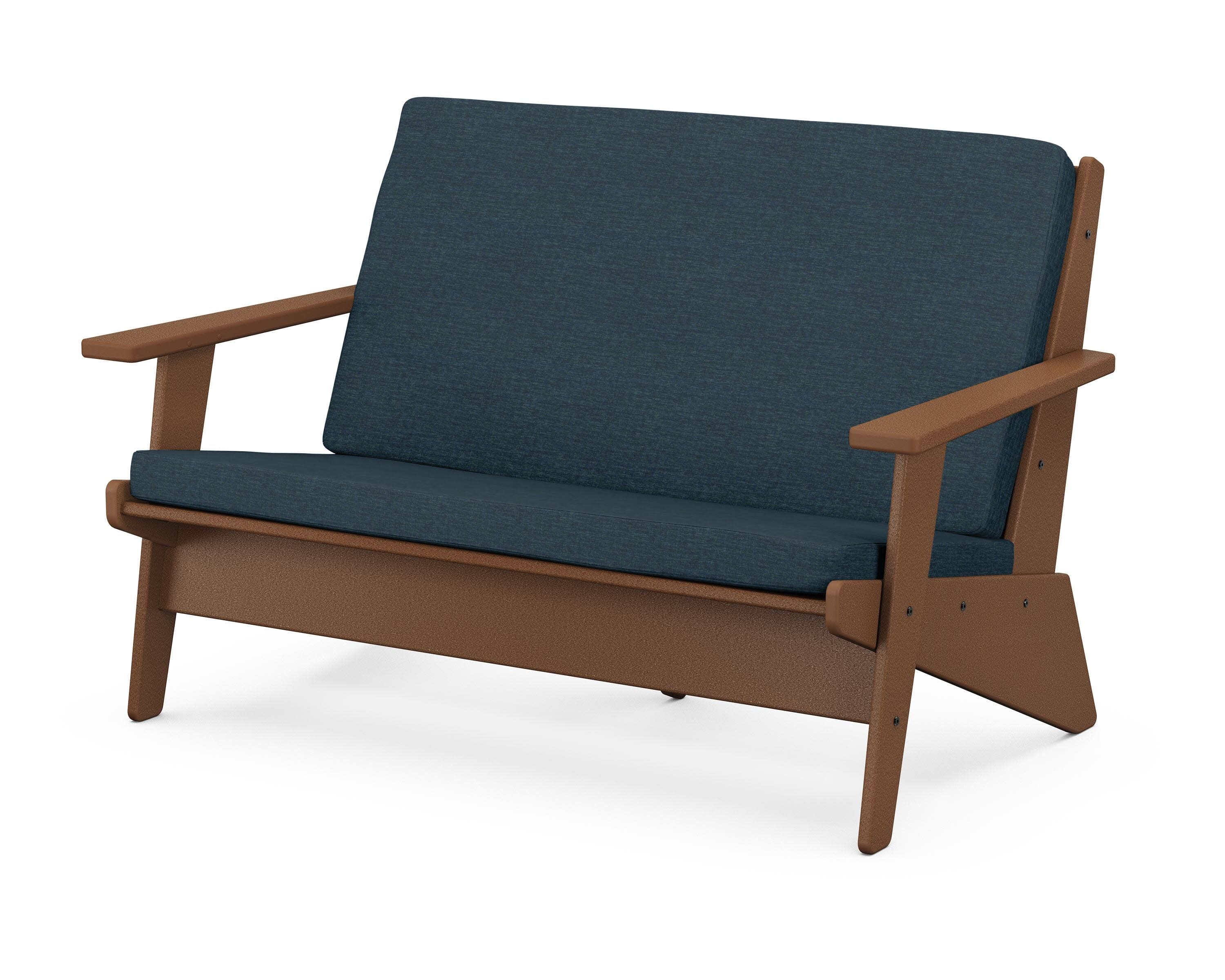 Riviera Modern Lounge Loveseat in Teak / Platform Indigo