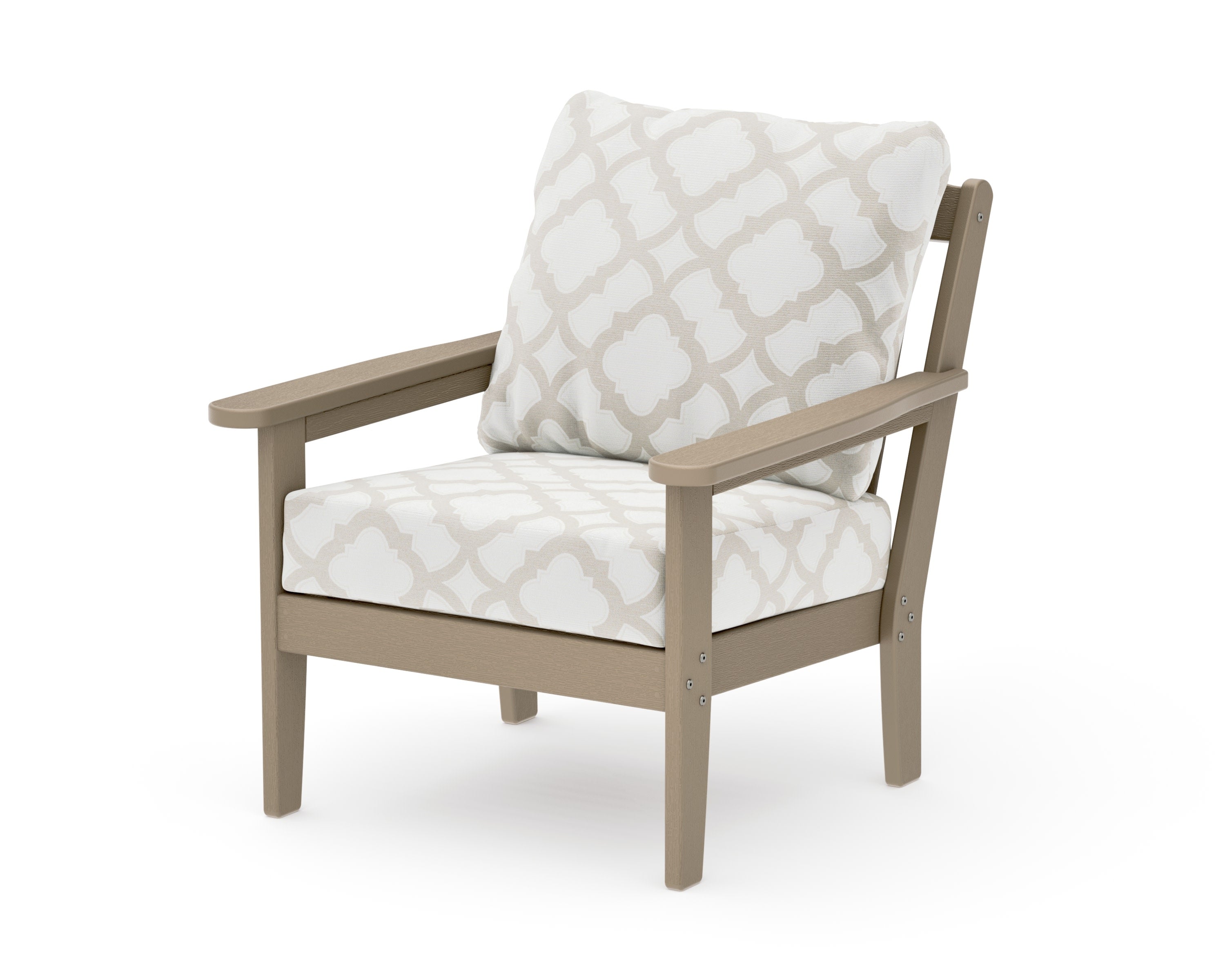 Cottage Deep Seating Chair in Vintage Sahara / Trellis Dune Burlap