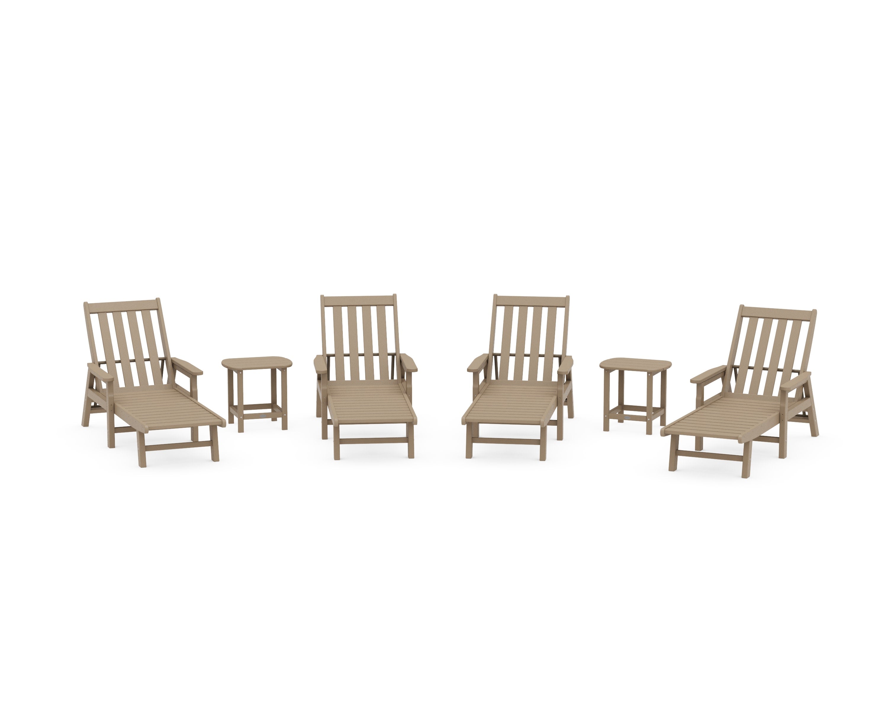 Vineyard 6-Piece Chaise with Arms Set in Vintage Sahara