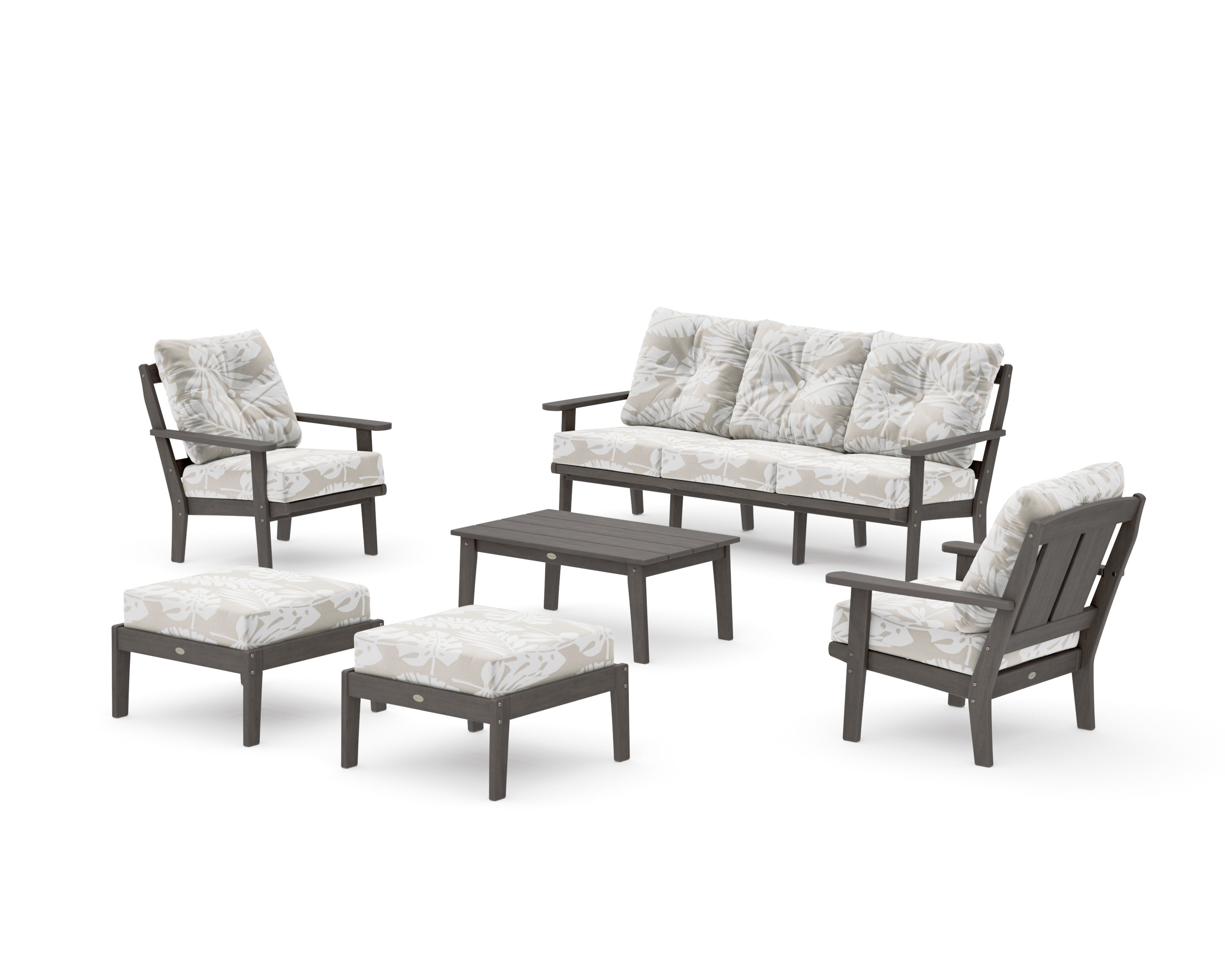 Mission 6-Piece Lounge Sofa Set in Driftwood / Leaf Dune Burlap