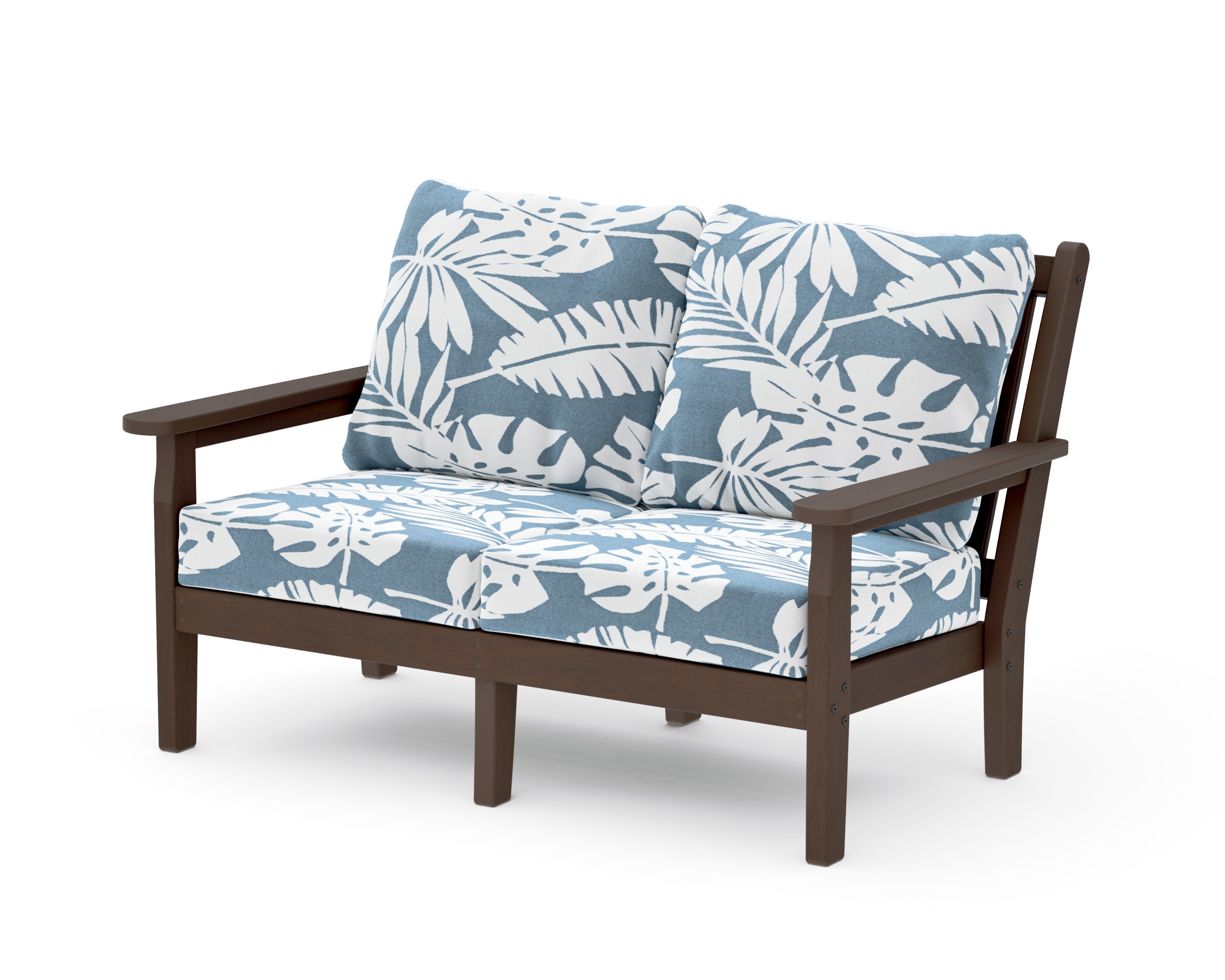 Chippendale Deep Seating Loveseat in Kona / Leaf Sky Blue