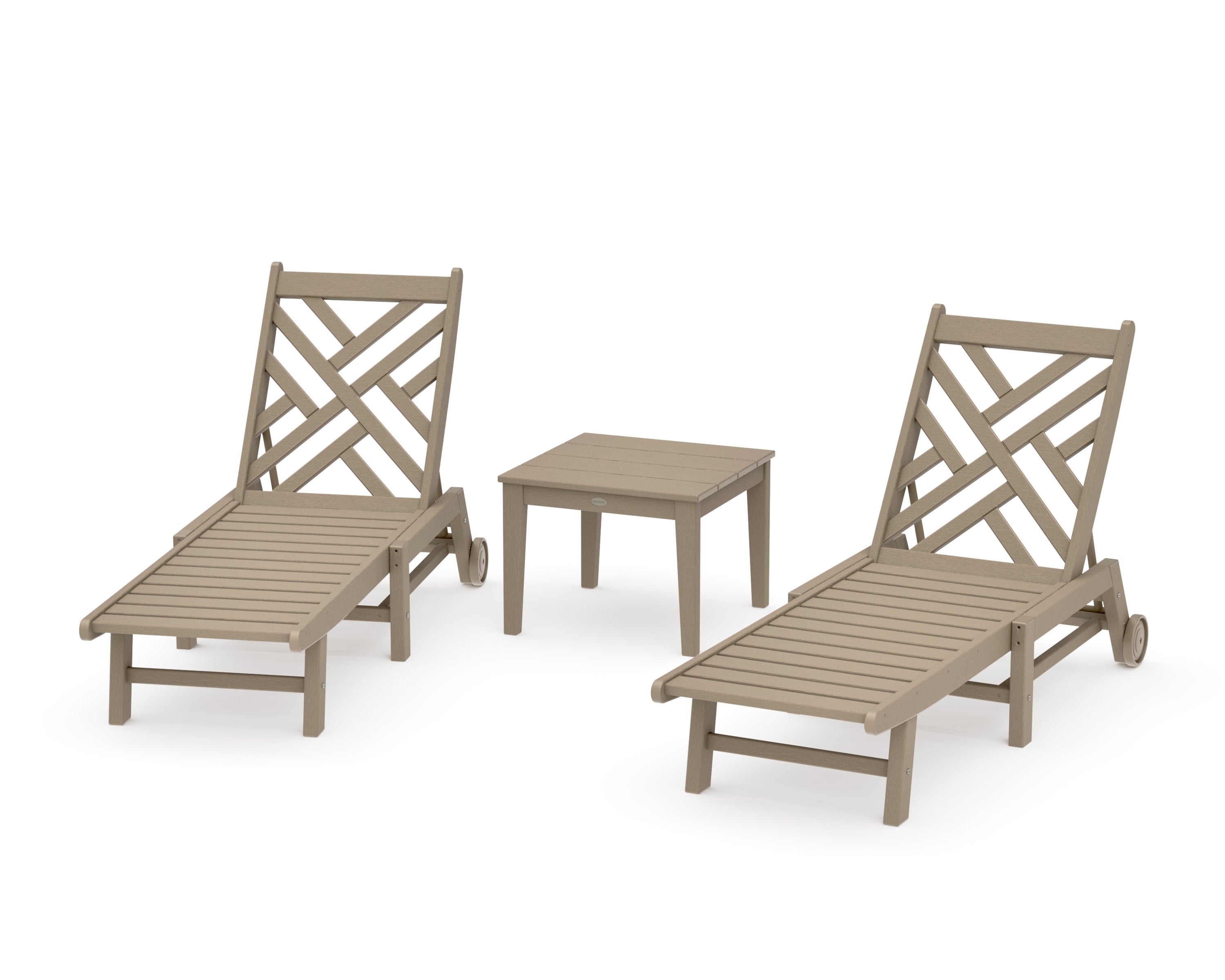 Chippendale 3-Piece Chaise Set with Wheels in Vintage Sahara