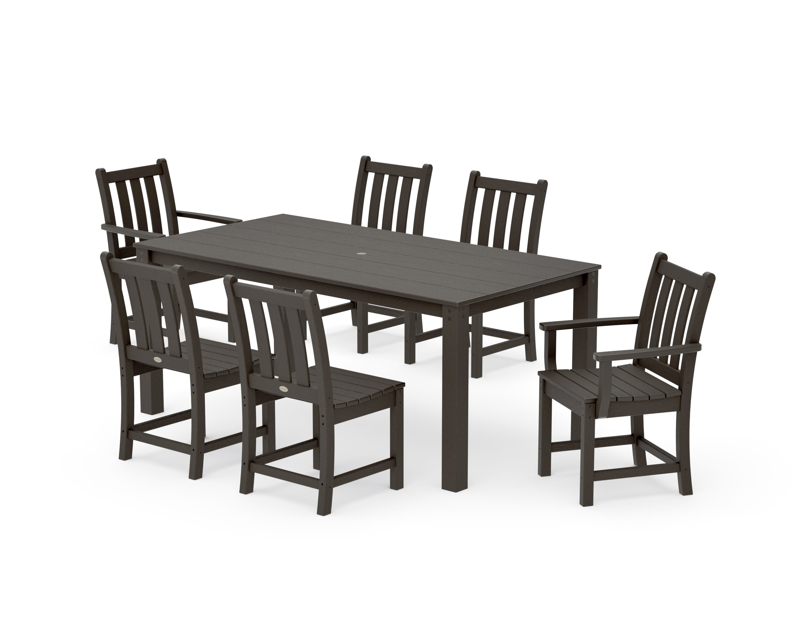 Traditional Garden 7-Piece Parsons Dining Set in Vintage Coffee