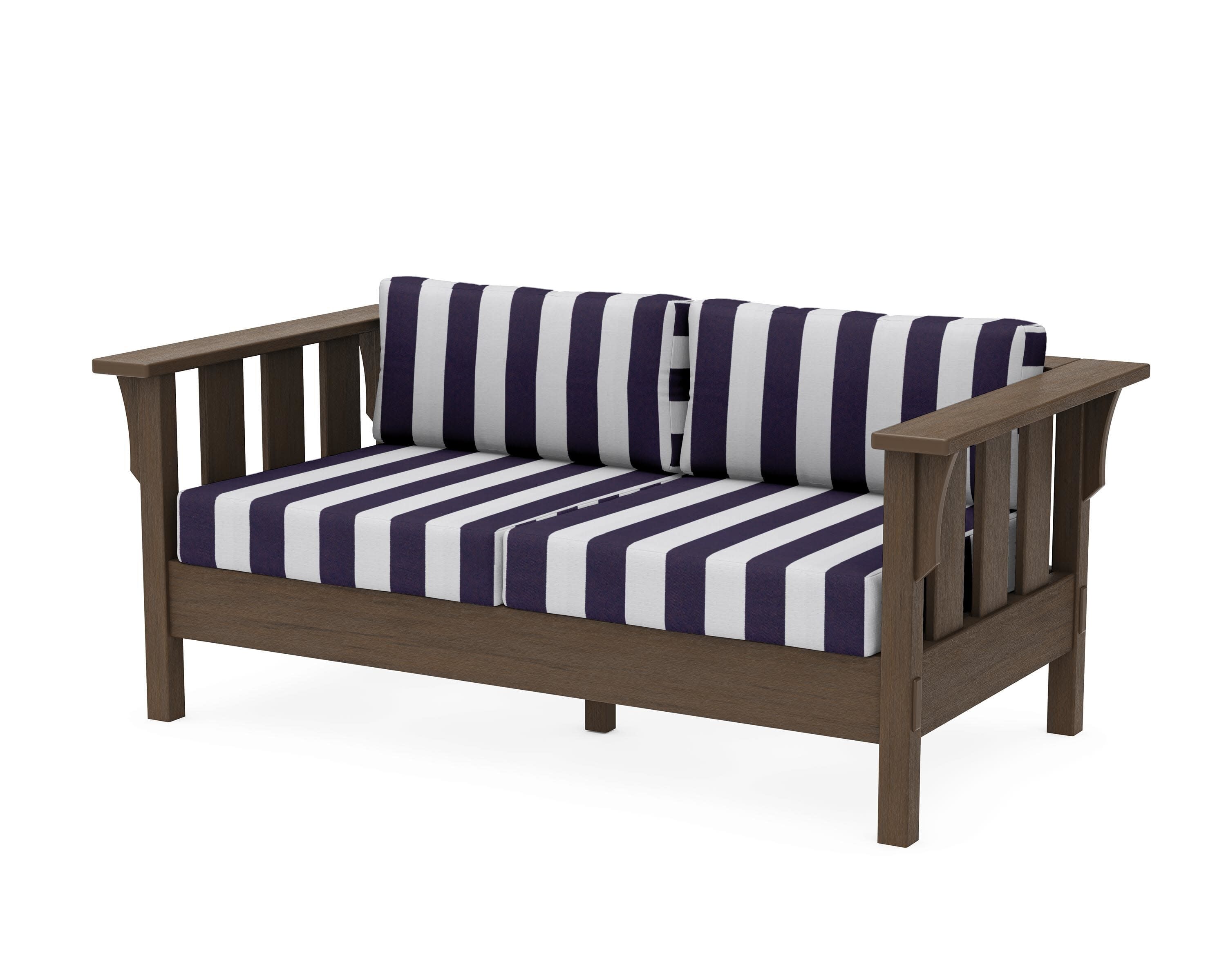 Acadia Deep Seating Loveseat in Kona / Cabana Stripe Navy