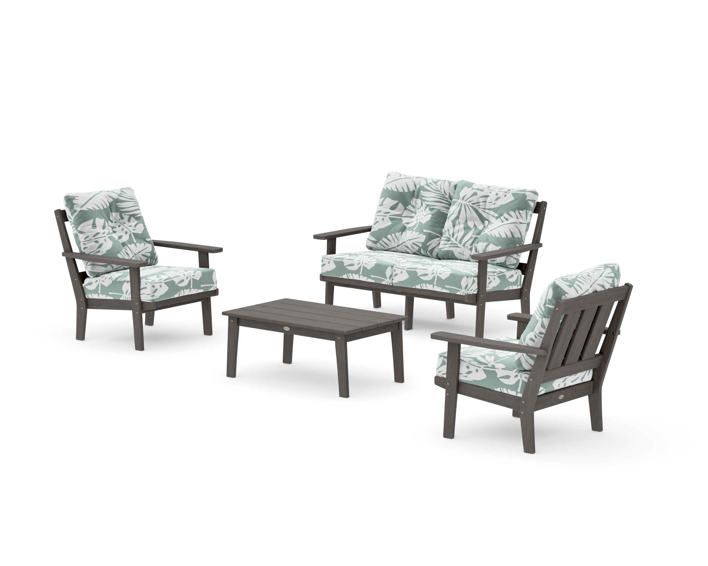 Oxford 4-Piece Deep Seating Set with Loveseat in Driftwood / Leaf Glacier Spa