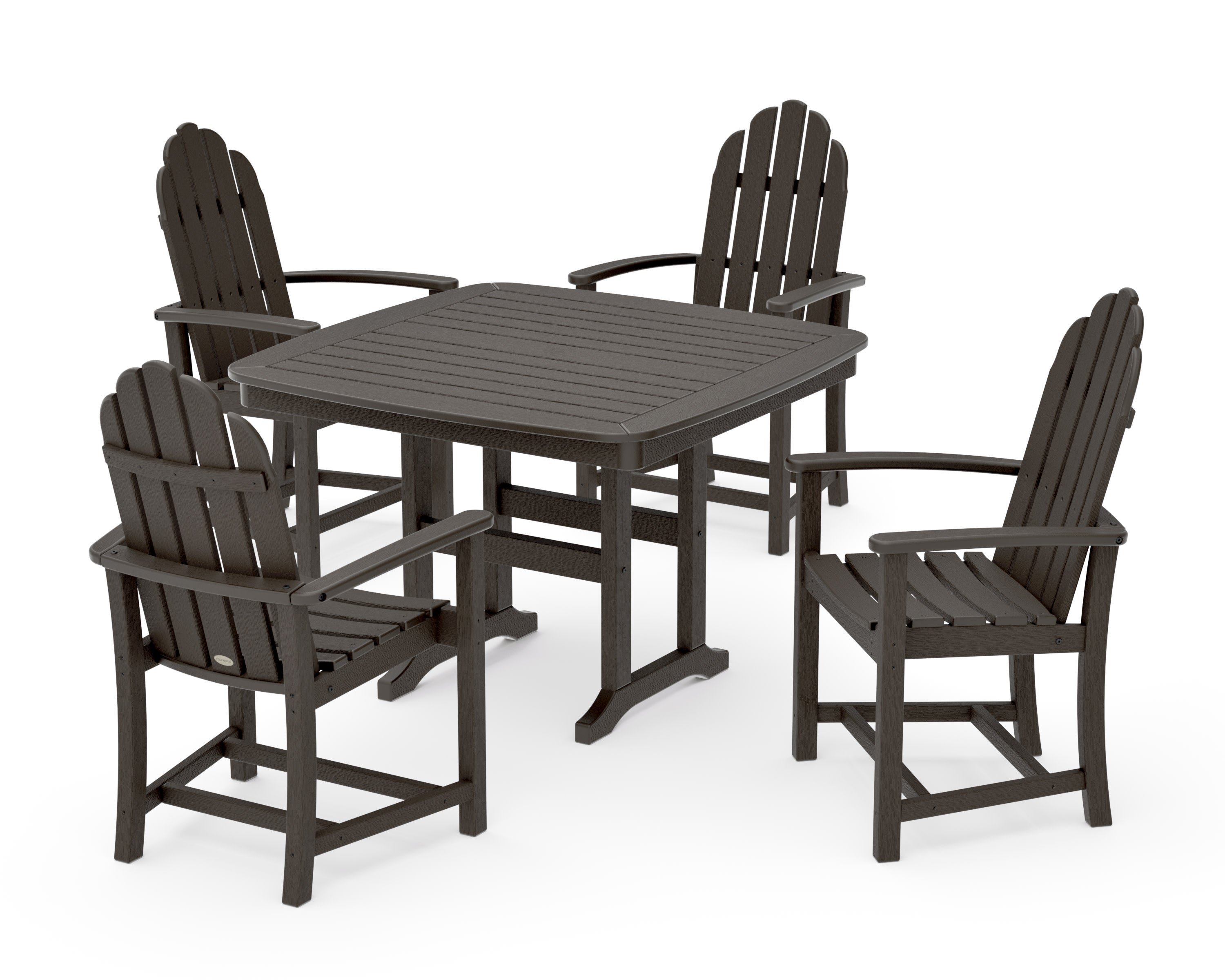 Classic Adirondack 5-Piece Dining Set with Trestle Legs in Vintage Coffee