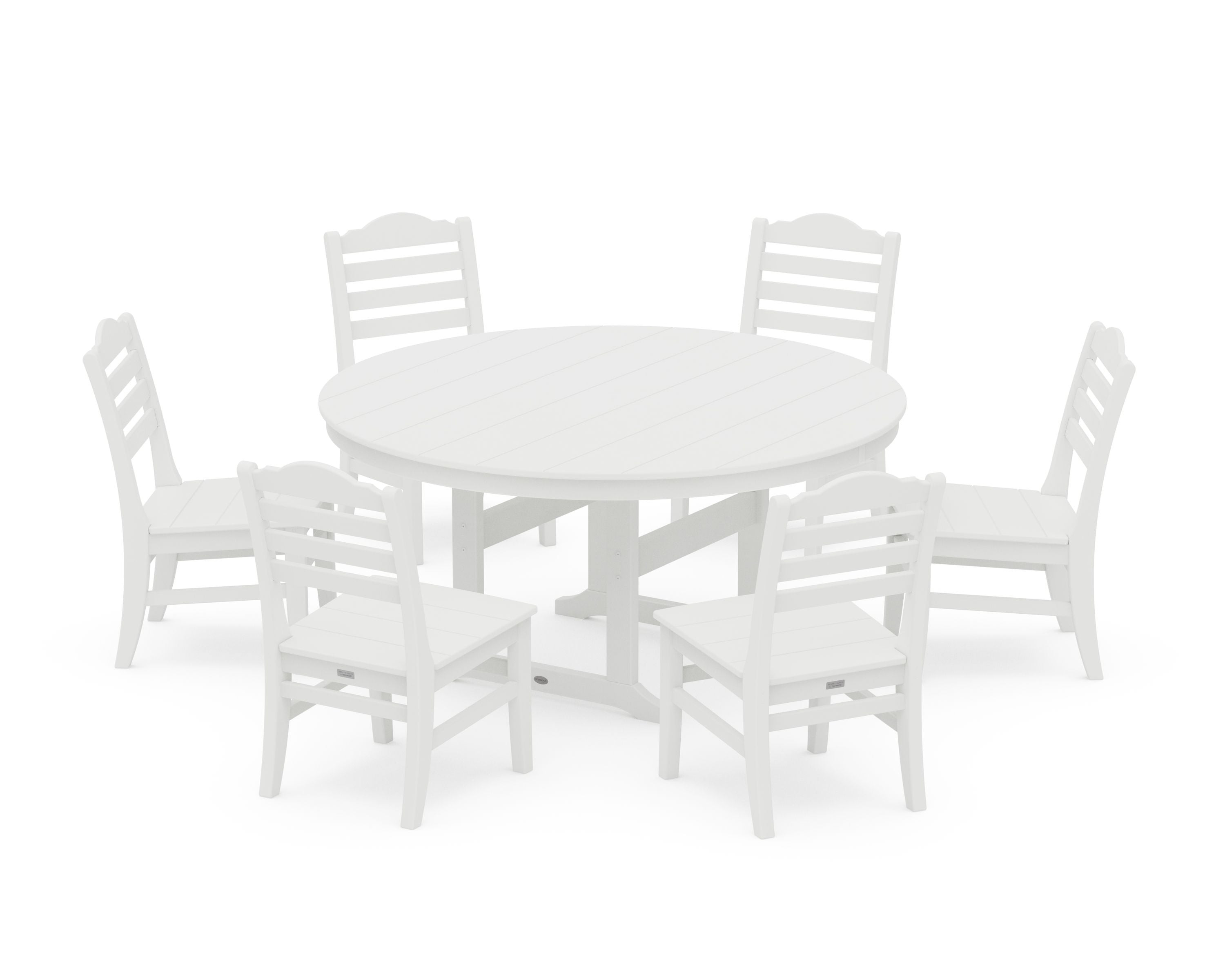 Savannah 7-Piece Side Chair Round Farmhouse Dining Set in White