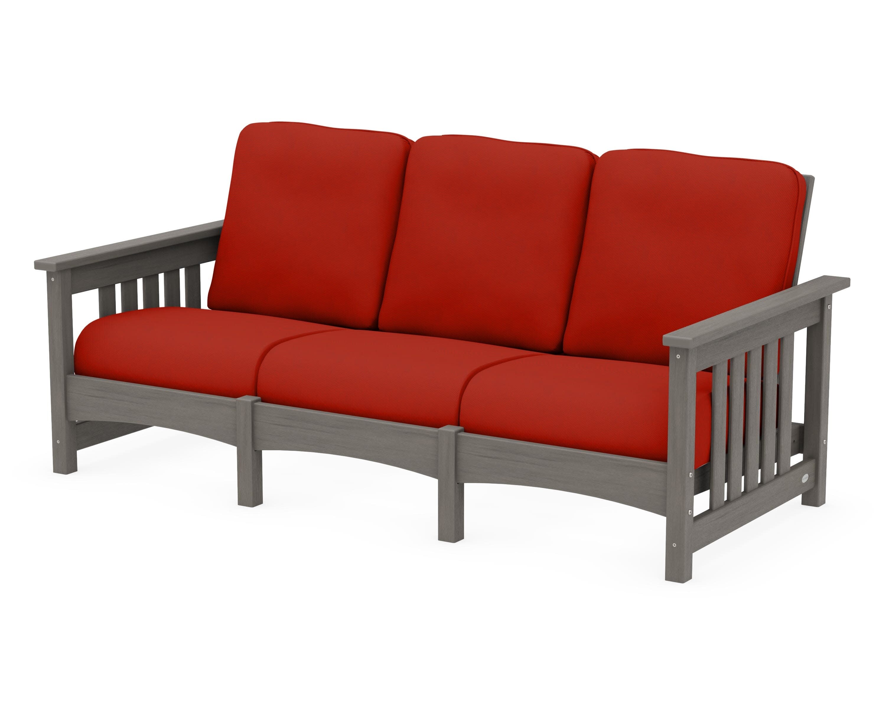 Club Mission Sofa in Driftwood / Canvas Jockey Red