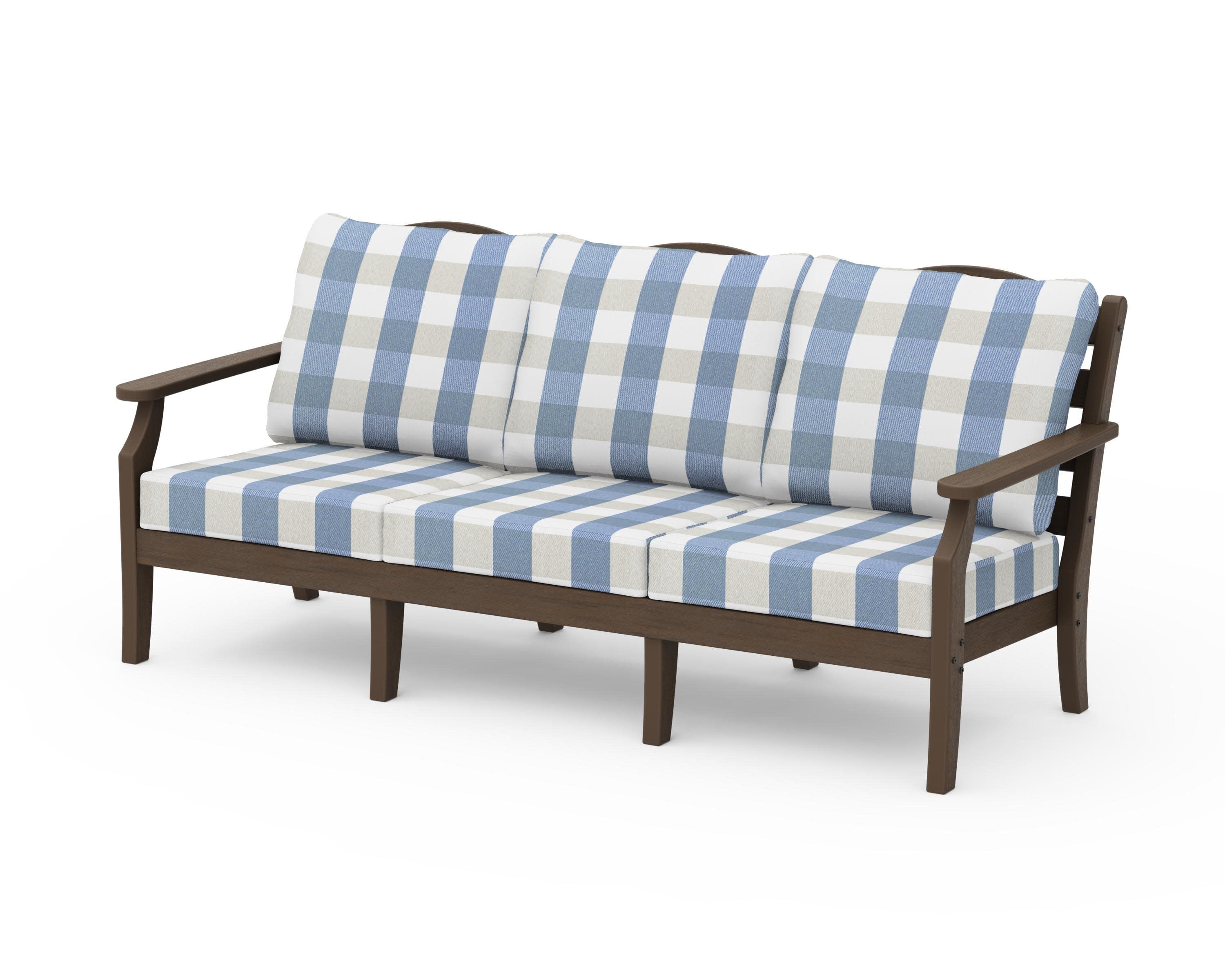 Savannah Deep Seating Sofa in Kona / Buffalo Plaid Sky Blue