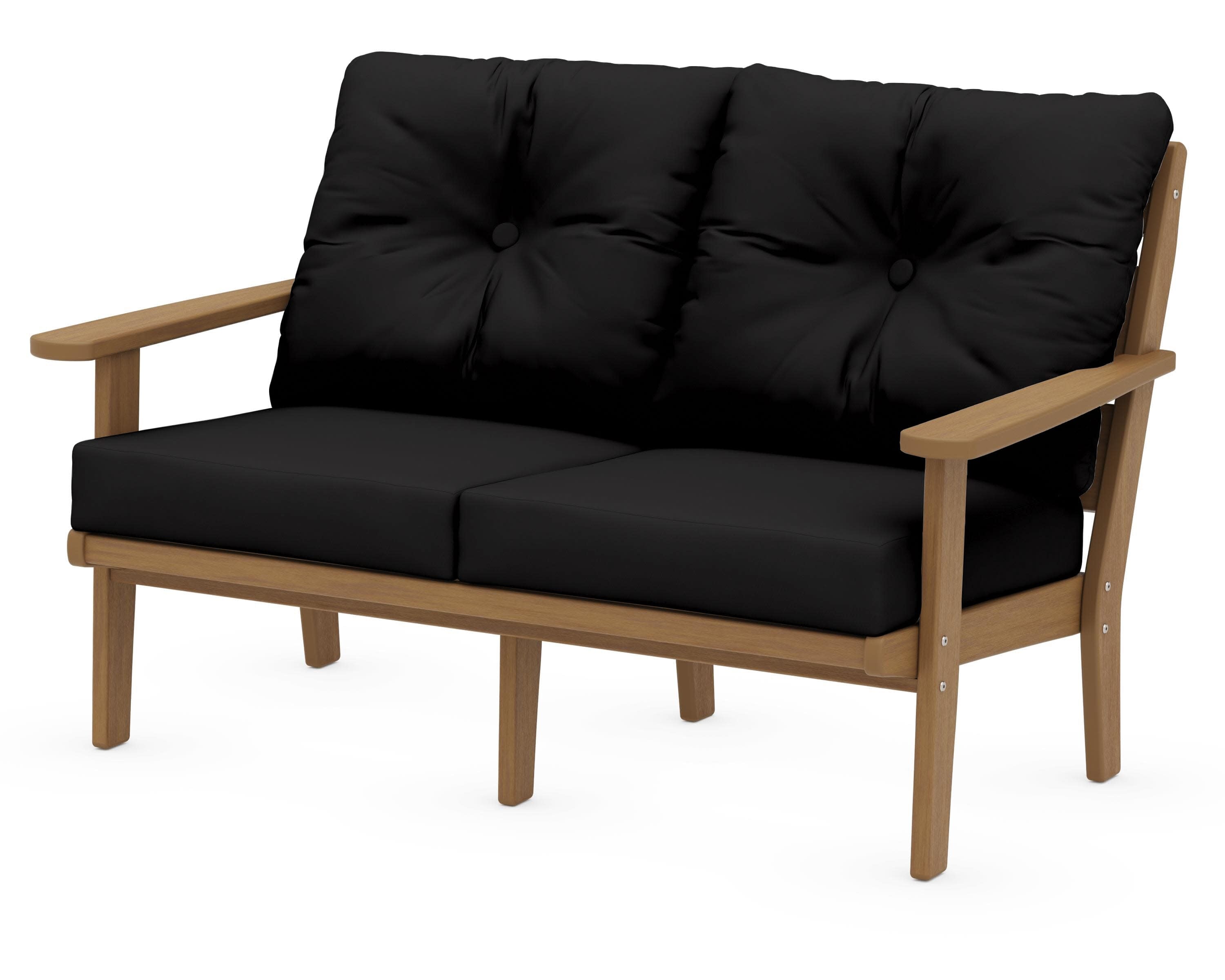 Lakeside Deep Seating Loveseat in Natural / Canvas Black