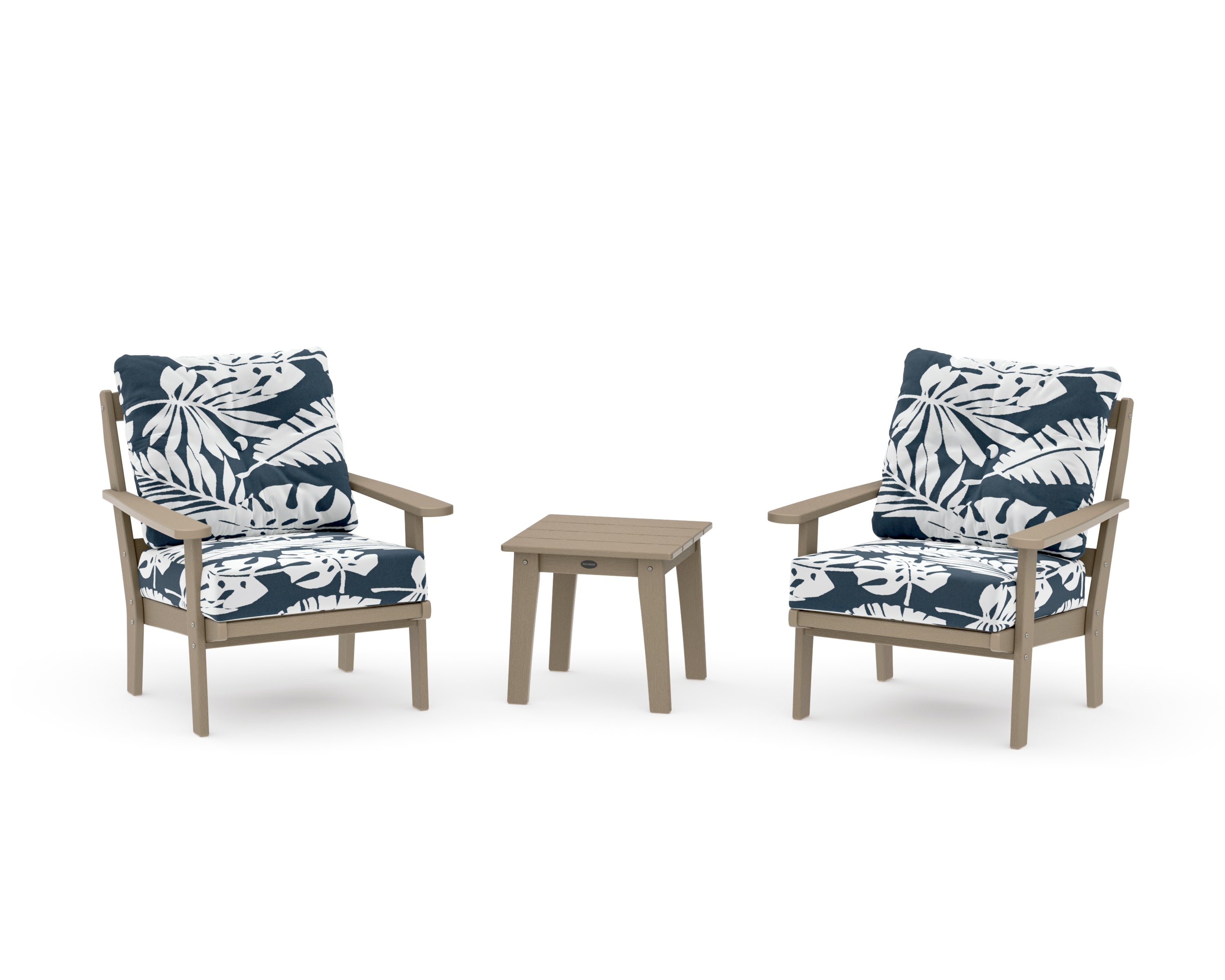 Mission 3-Piece Deep Seating Set in Vintage Sahara / Leaf Marine Indigo