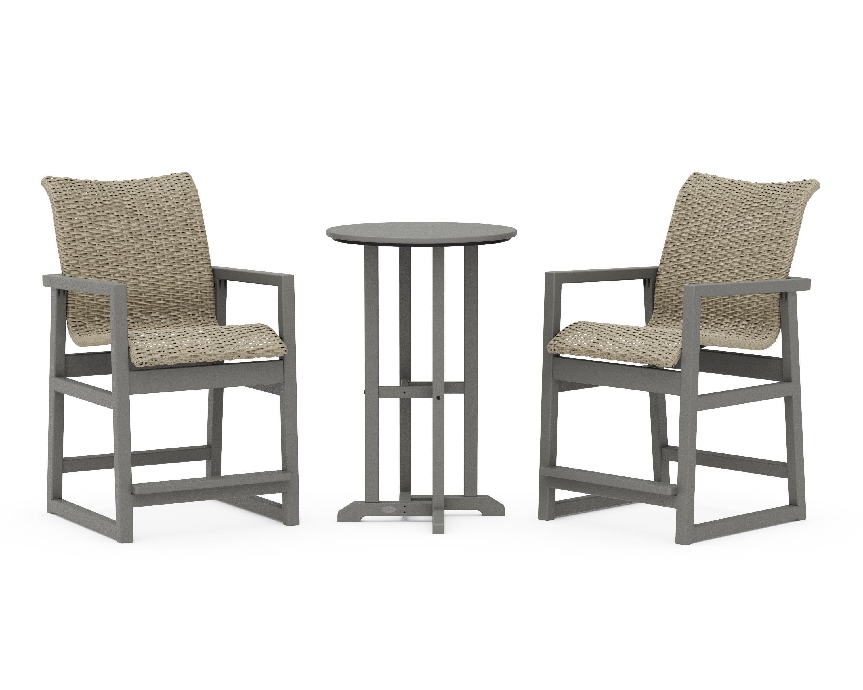 EDGE Woven 3-Piece Farmhouse Counter Set in Slate Grey / Dune Grass