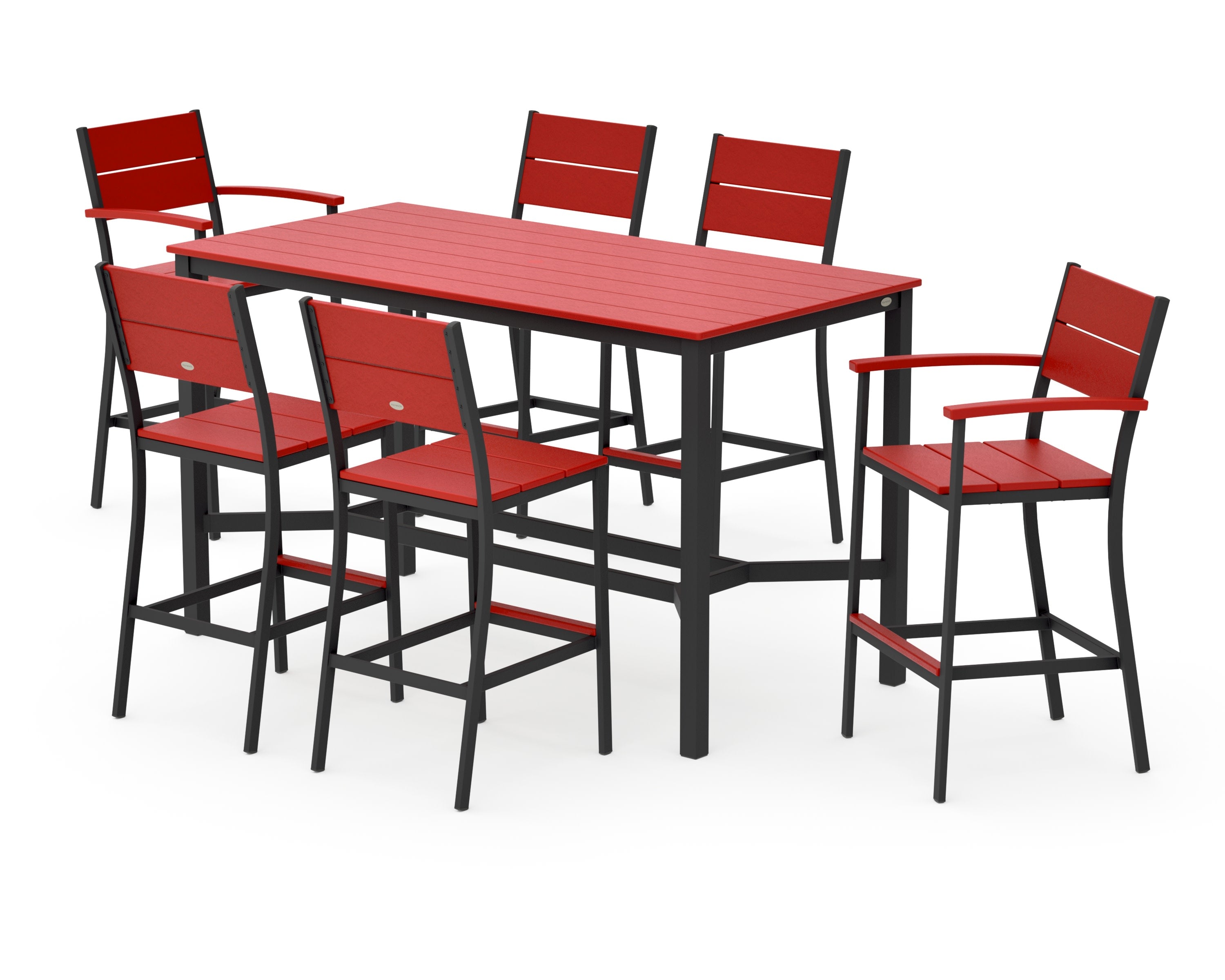Main Street 7-Piece Bar Set in Black / Sunset Red
